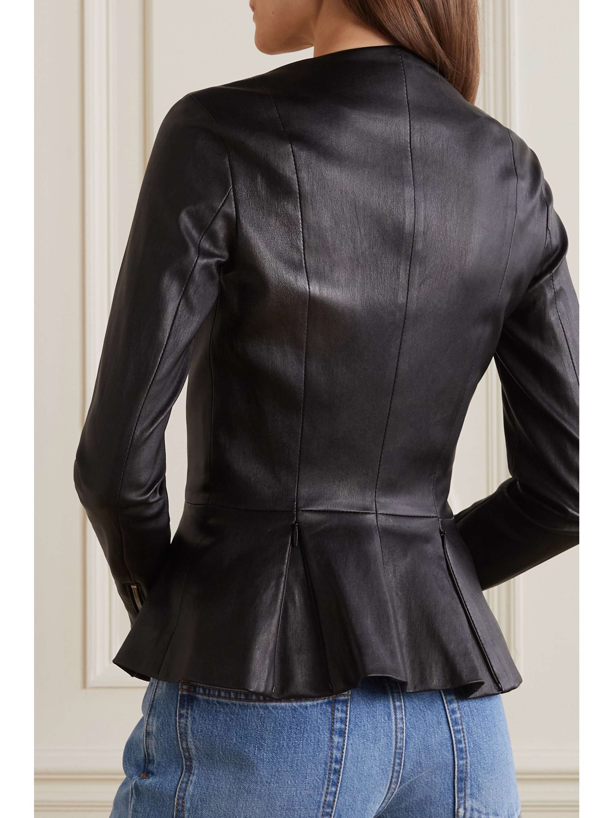 THE ROW Anasta leather peplum jacket NETAPORTER