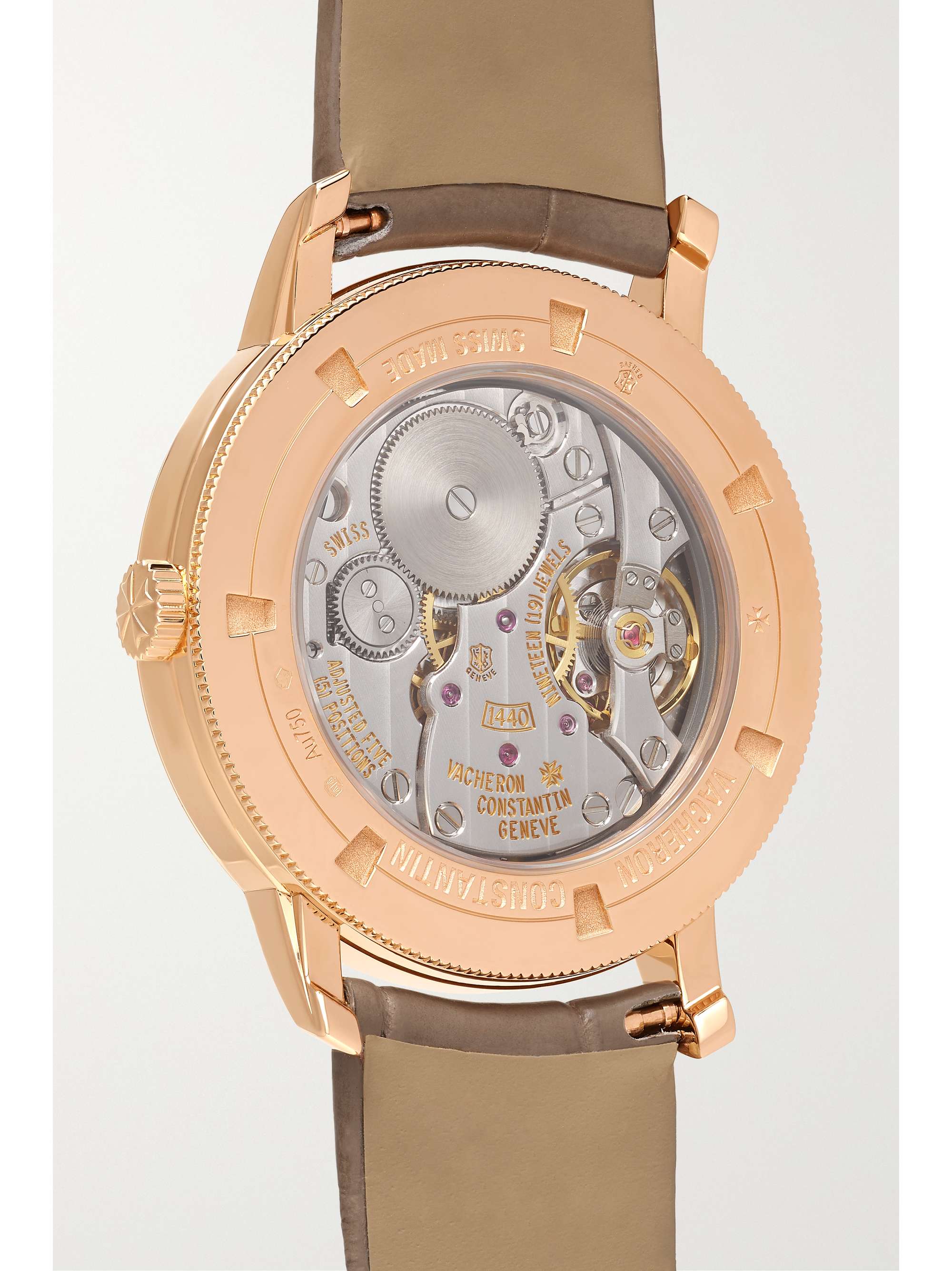 VACHERON CONSTANTIN Traditionnelle Hand-Wound 33mm 18-karat pink gold, alligator and diamond watch