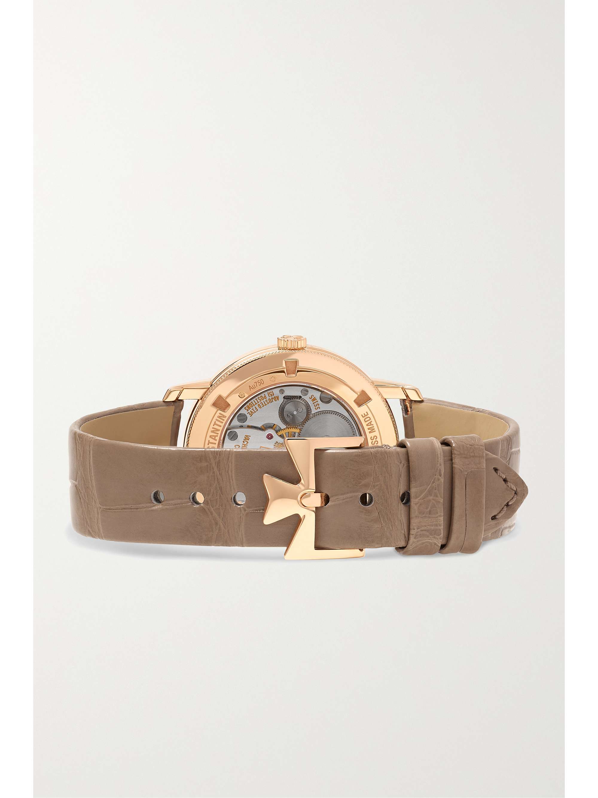 VACHERON CONSTANTIN Traditionnelle Hand-Wound 33mm 18-karat pink gold, alligator and diamond watch
