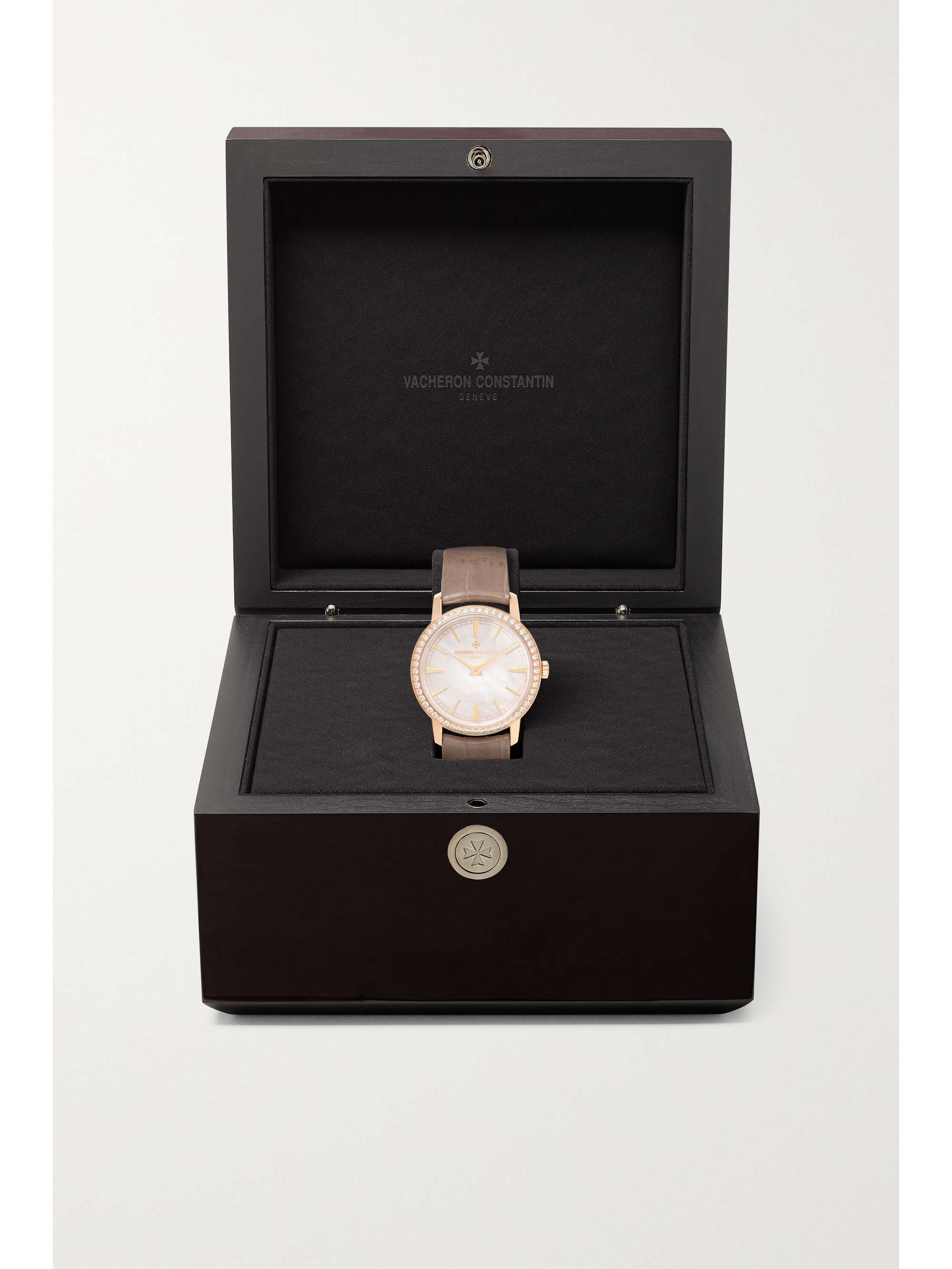 VACHERON CONSTANTIN Traditionnelle Hand-Wound 33mm 18-karat pink gold, alligator and diamond watch