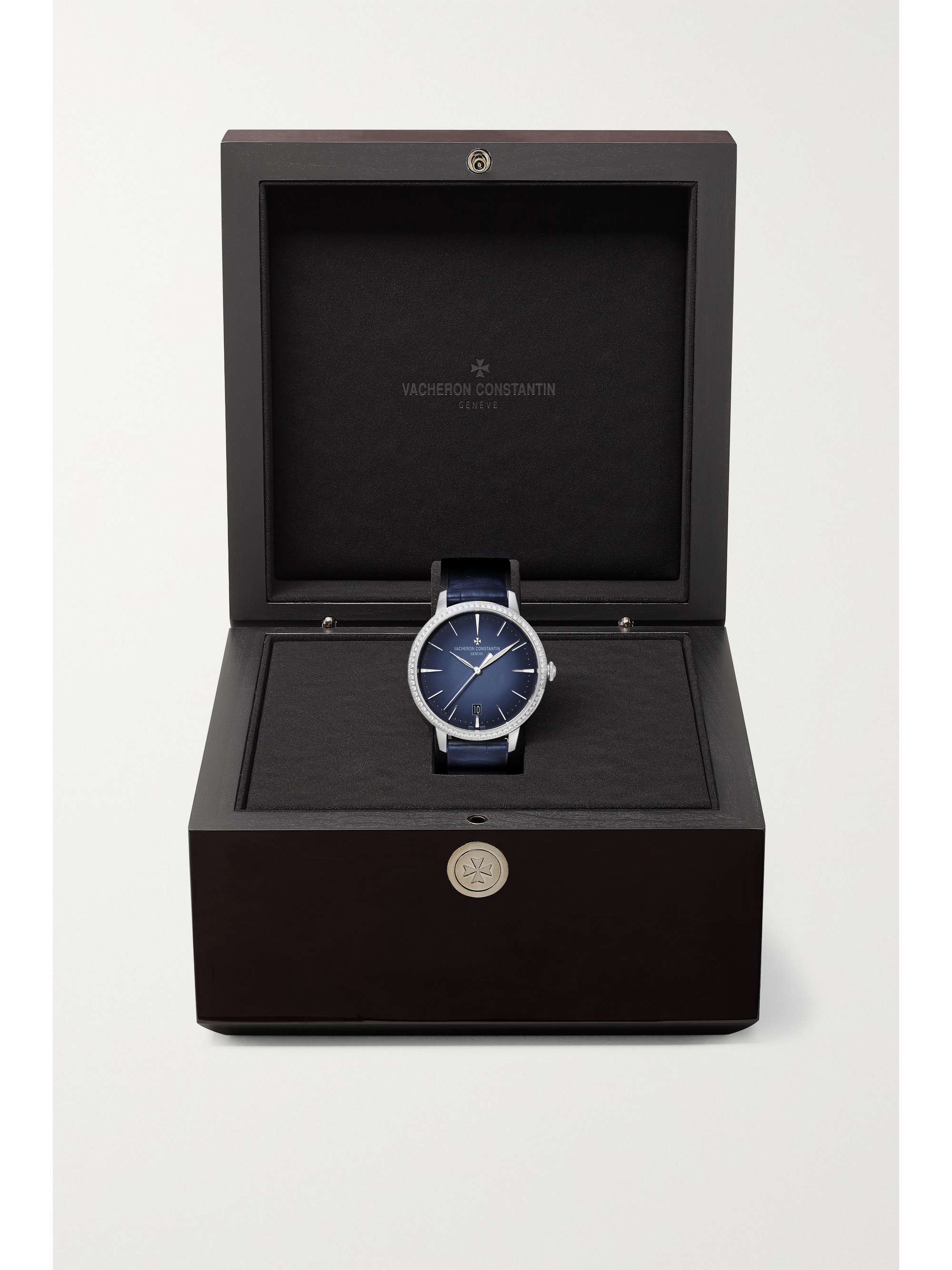 VACHERON CONSTANTIN Patrimony Automatic 36.5mm 18-karat white gold, diamond and alligator watch
