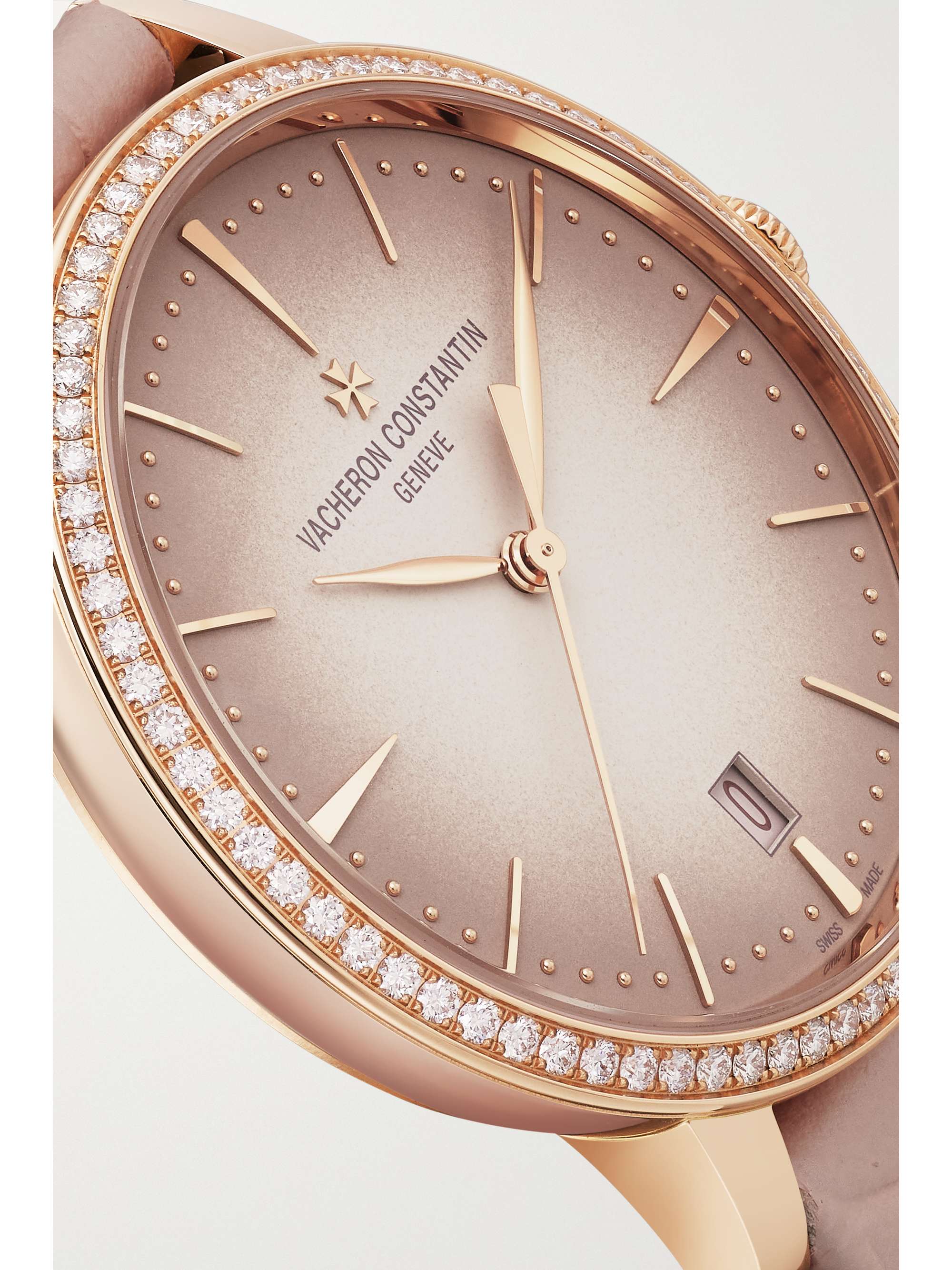 VACHERON CONSTANTIN Patrimony Automatic 36.5mm 18-karat rose gold, alligator and diamond watch
