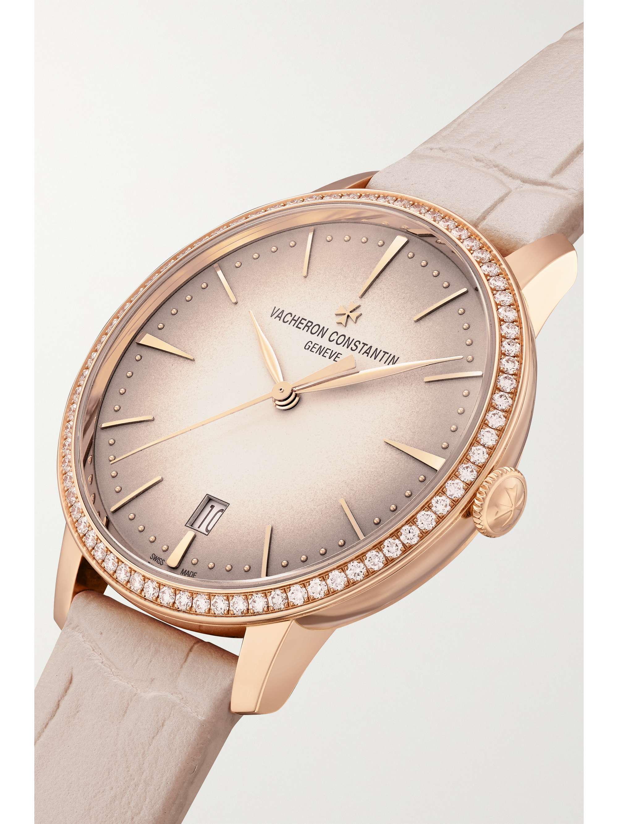 VACHERON CONSTANTIN Patrimony Automatic 36.5mm 18-karat rose gold, alligator and diamond watch