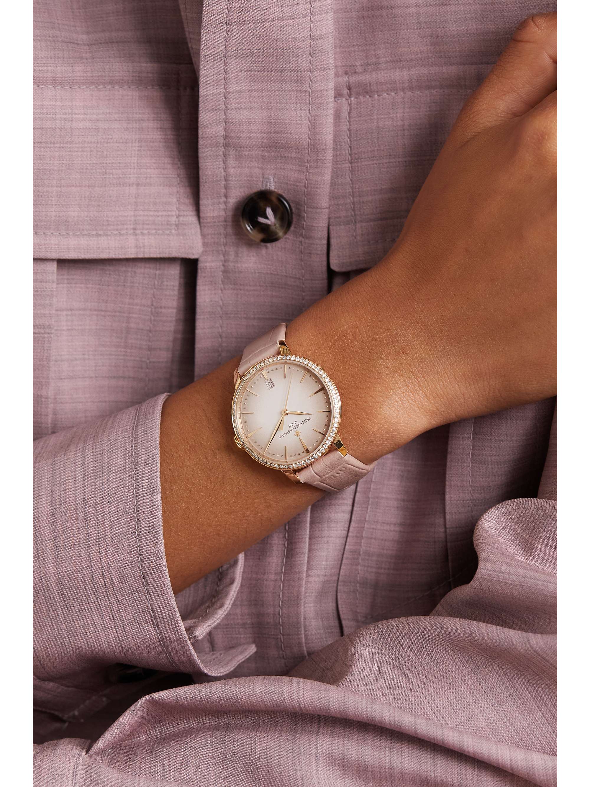 VACHERON CONSTANTIN Patrimony Automatic 36.5mm 18-karat rose gold, alligator and diamond watch
