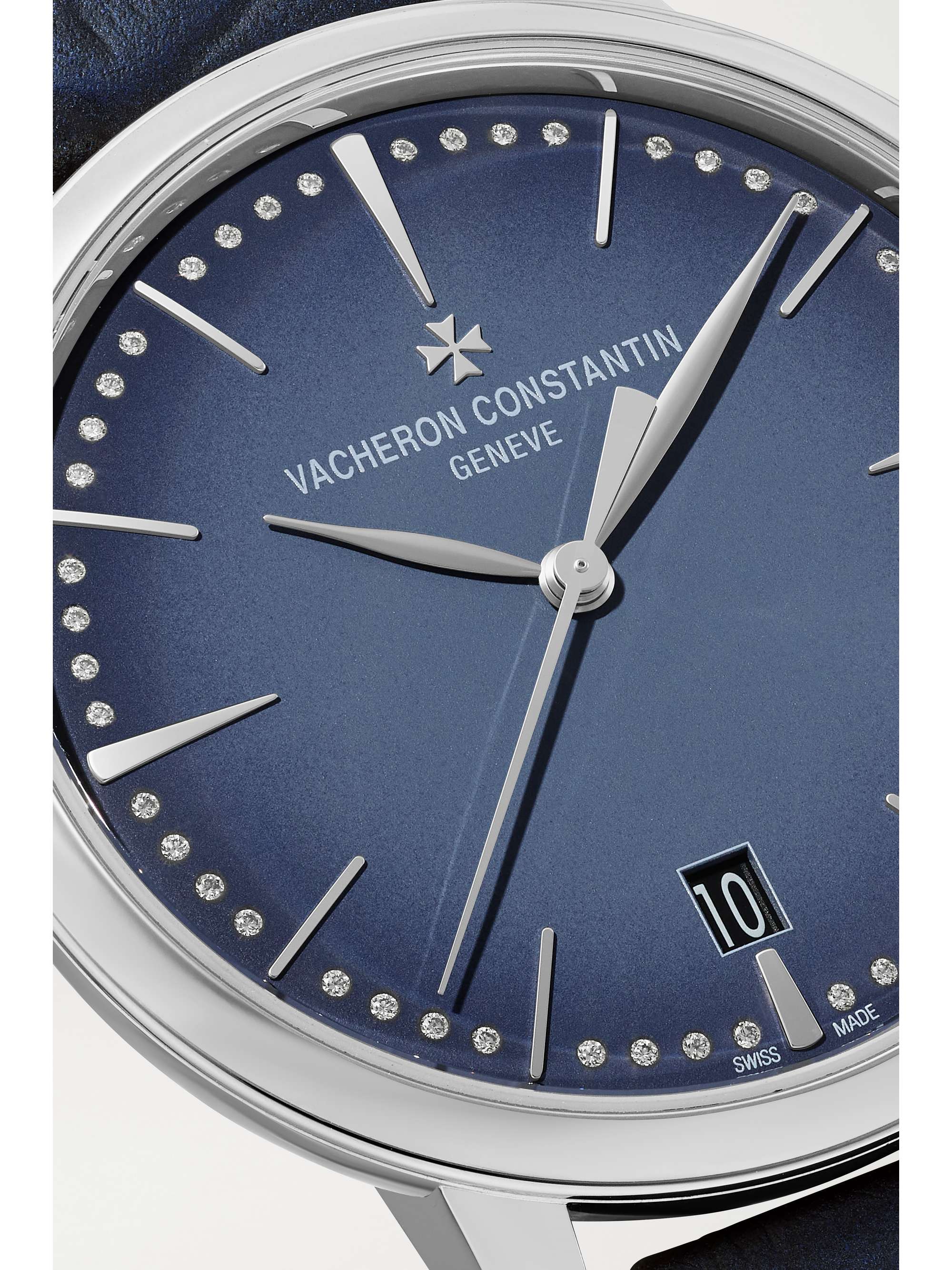 VACHERON CONSTANTIN Patrimony Automatic 36.5mm 18-karat white gold, diamond and alligator watch
