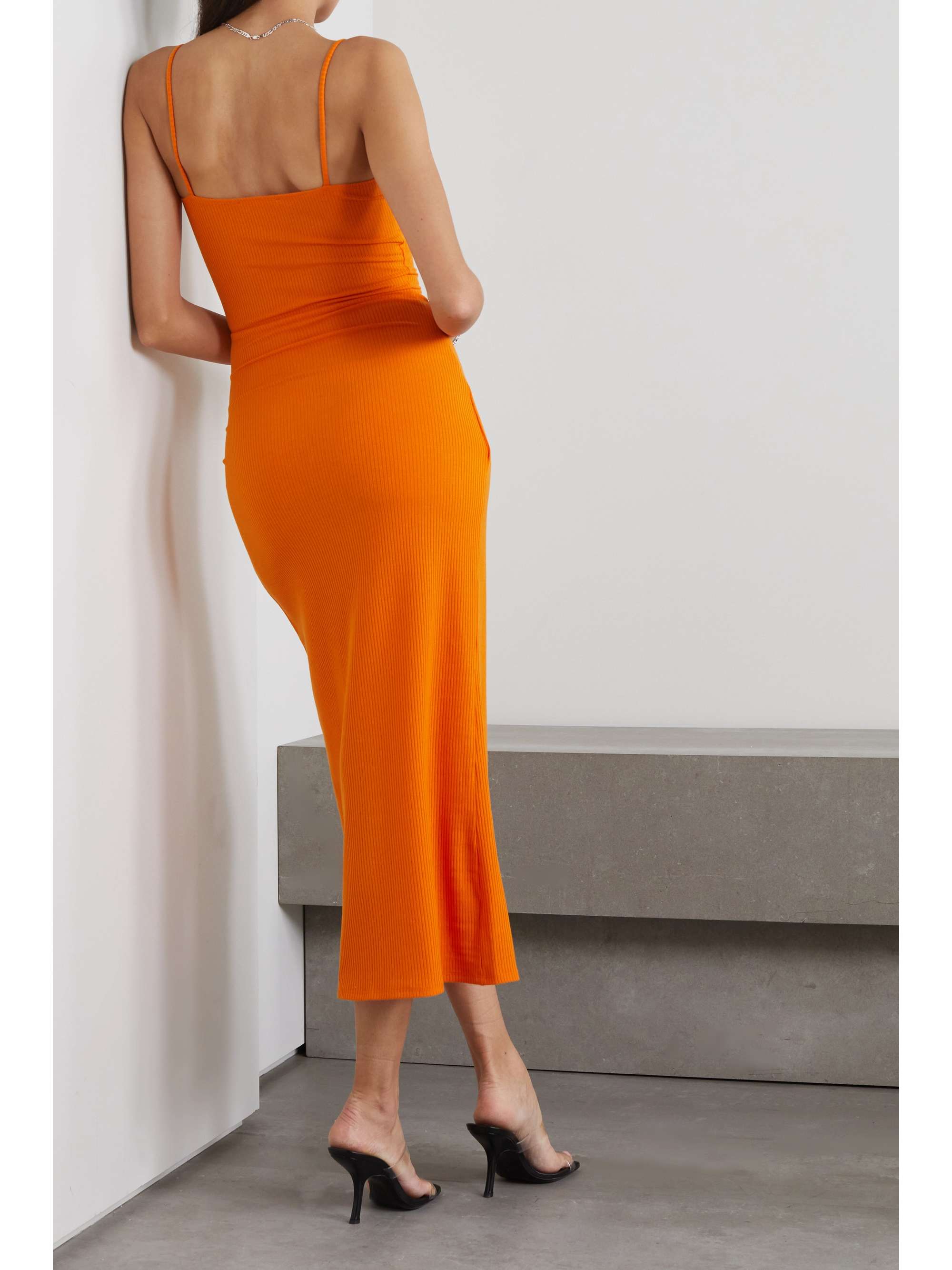 REFORMATION Formosa ruched ribbed stretch-TENCEL Lyocell midi dress