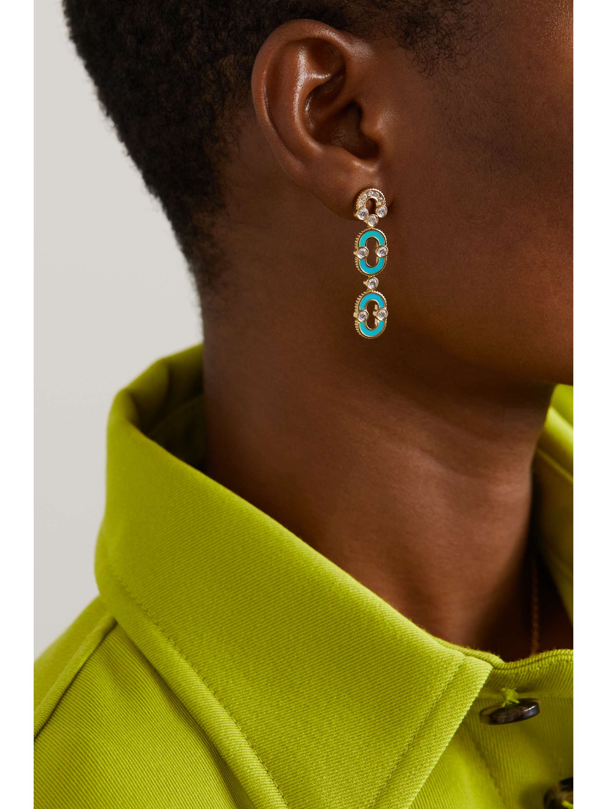 VILTIER Duo 18karat gold, turquoise and diamond earrings