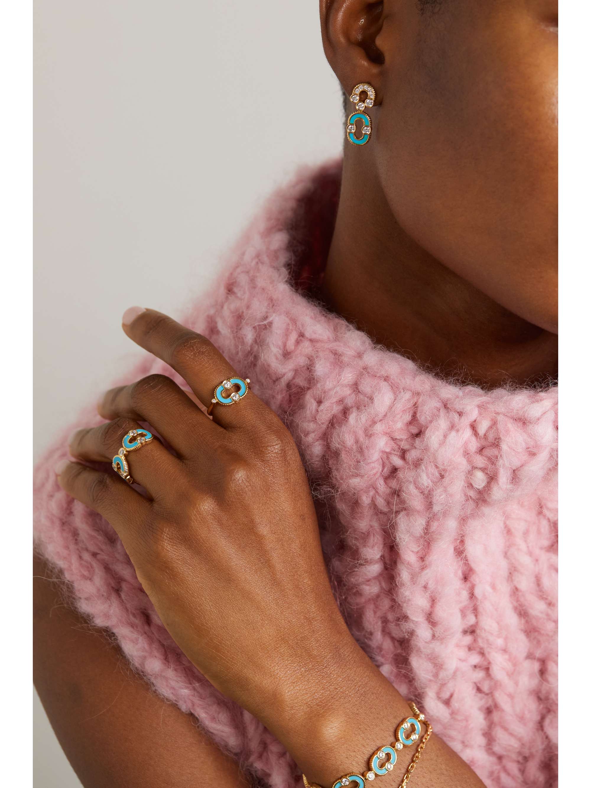 VILTIER Solo 18karat gold, turquoise and diamond earrings