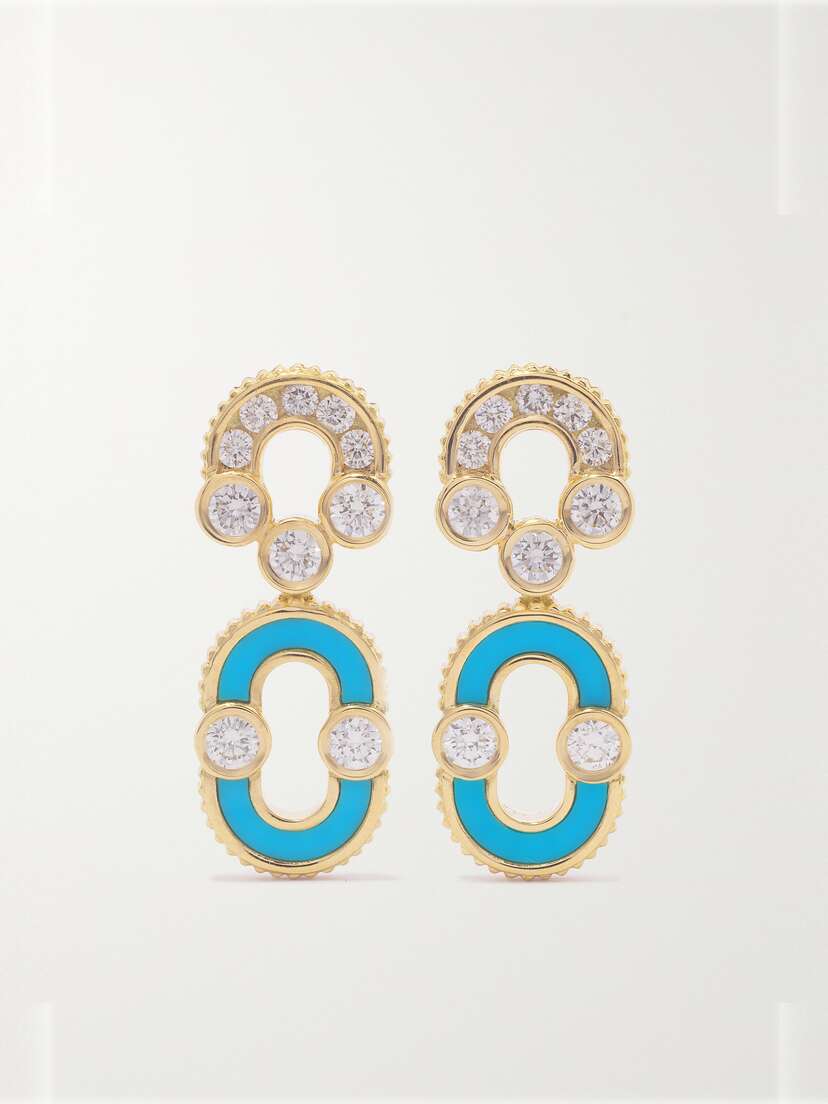 Viltier Magnetic Solo 18-karat Gold, Turquoise And Diamond Earrings