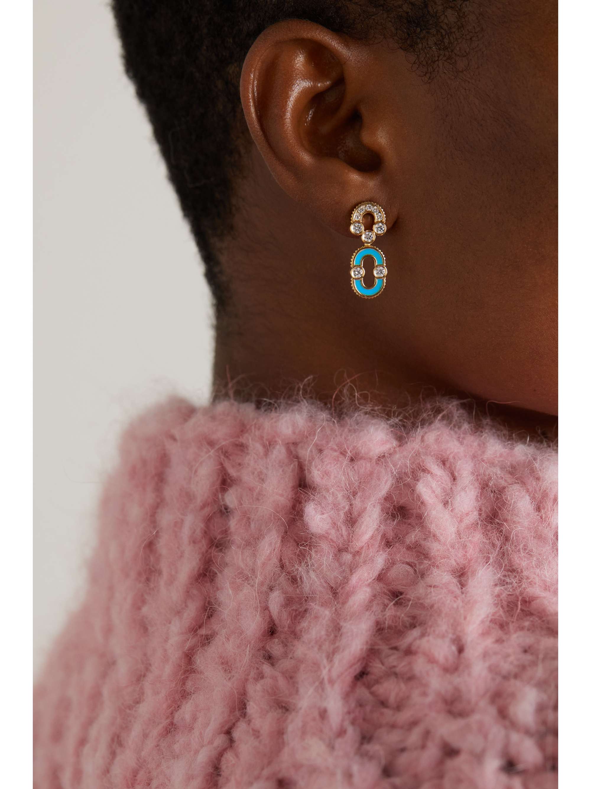 VILTIER Solo 18karat gold, turquoise and diamond earrings