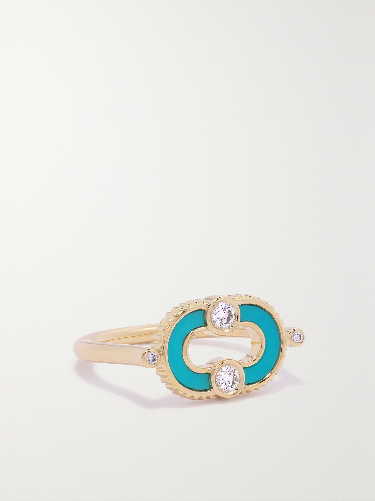 Viltier Magnetic 18-karat Gold, Turquoise And Diamond Ring - Blue