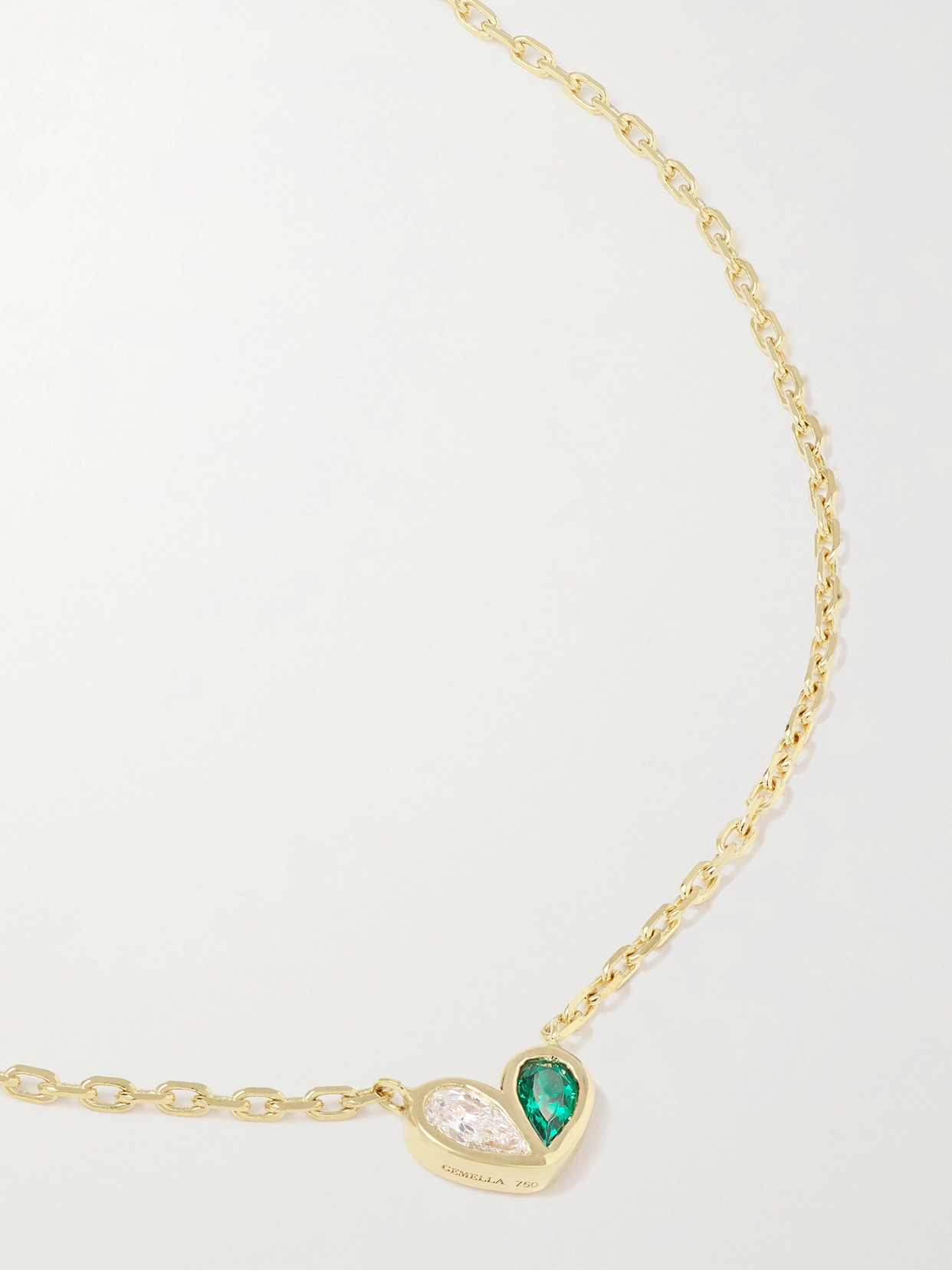 Gemella Sweetheart 18-karat Gold, Emerald And Diamond Necklace