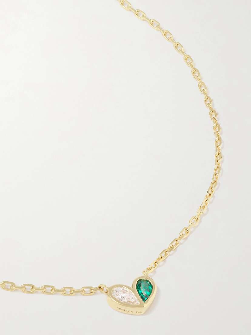Gemella Sweetheart 18-karat Gold, Emerald And Diamond Necklace