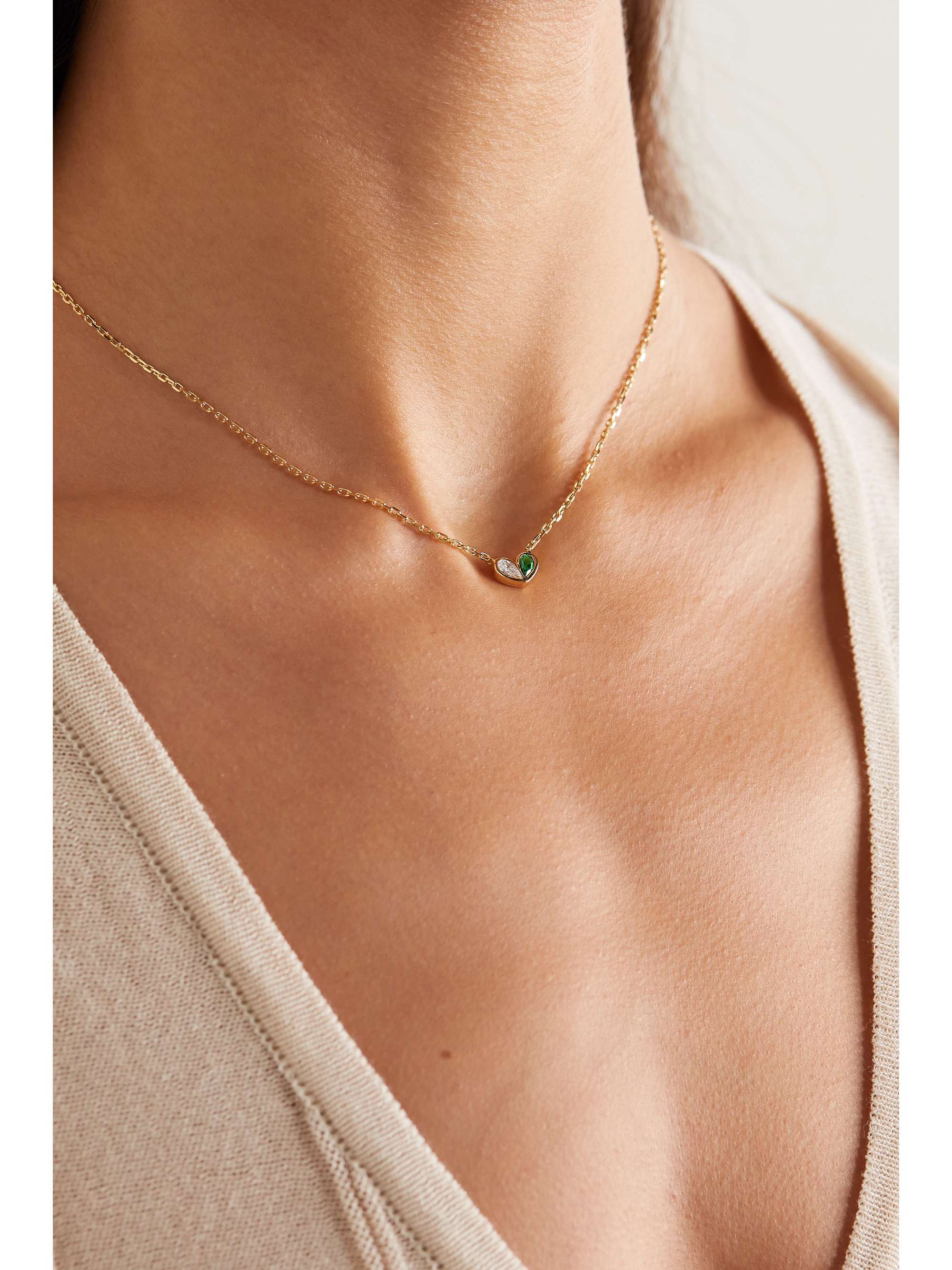 GEMELLA Sweetheart 18-karat gold, sapphire and turquoise necklace
