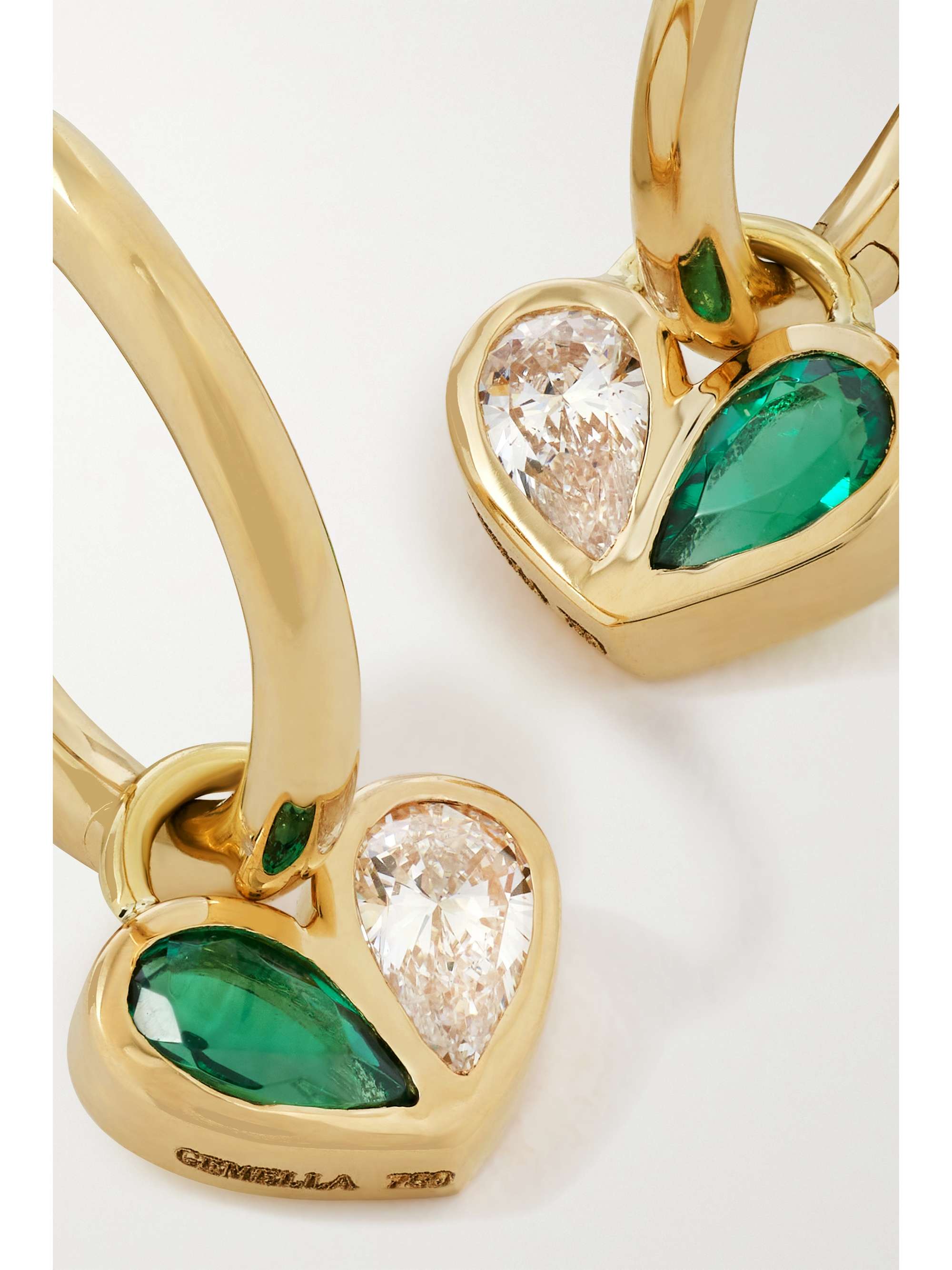 GEMELLA Sweetheart 18-karat gold, sapphire and opal hoop earrings