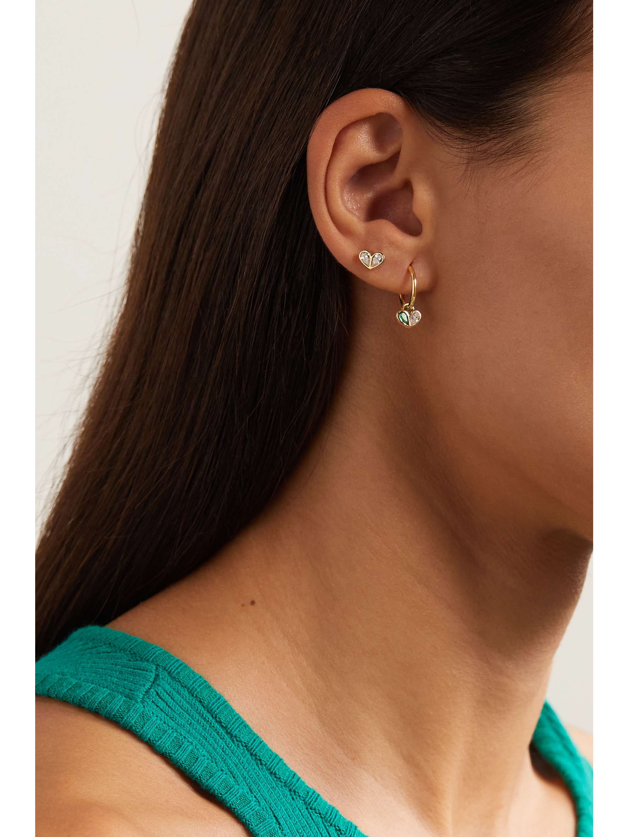 GEMELLA Sweetheart 18-karat gold, sapphire and opal hoop earrings