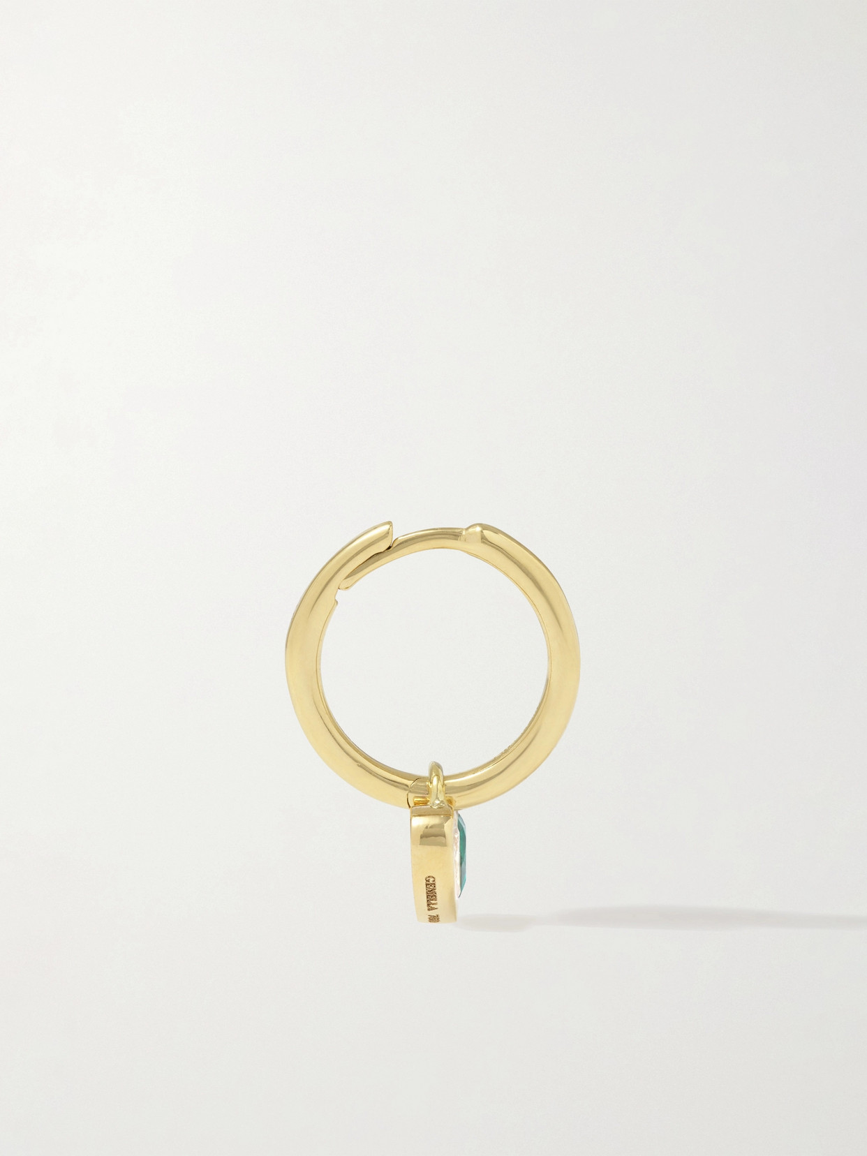 Gemella Sweetheart Huggies 18-karat Gold, Emerald And Diamond Hoop Earrings In Gold
