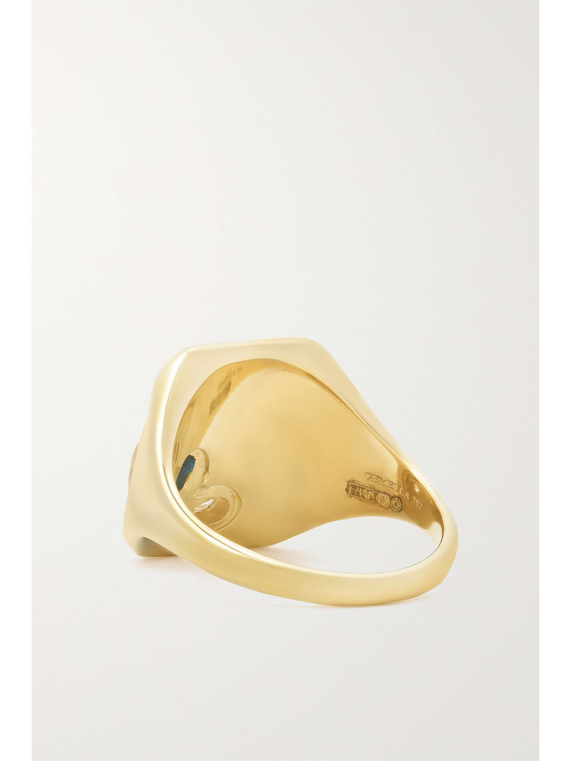 GEMELLA Sweetheart 18-karat gold, sapphire and diamond signet ring