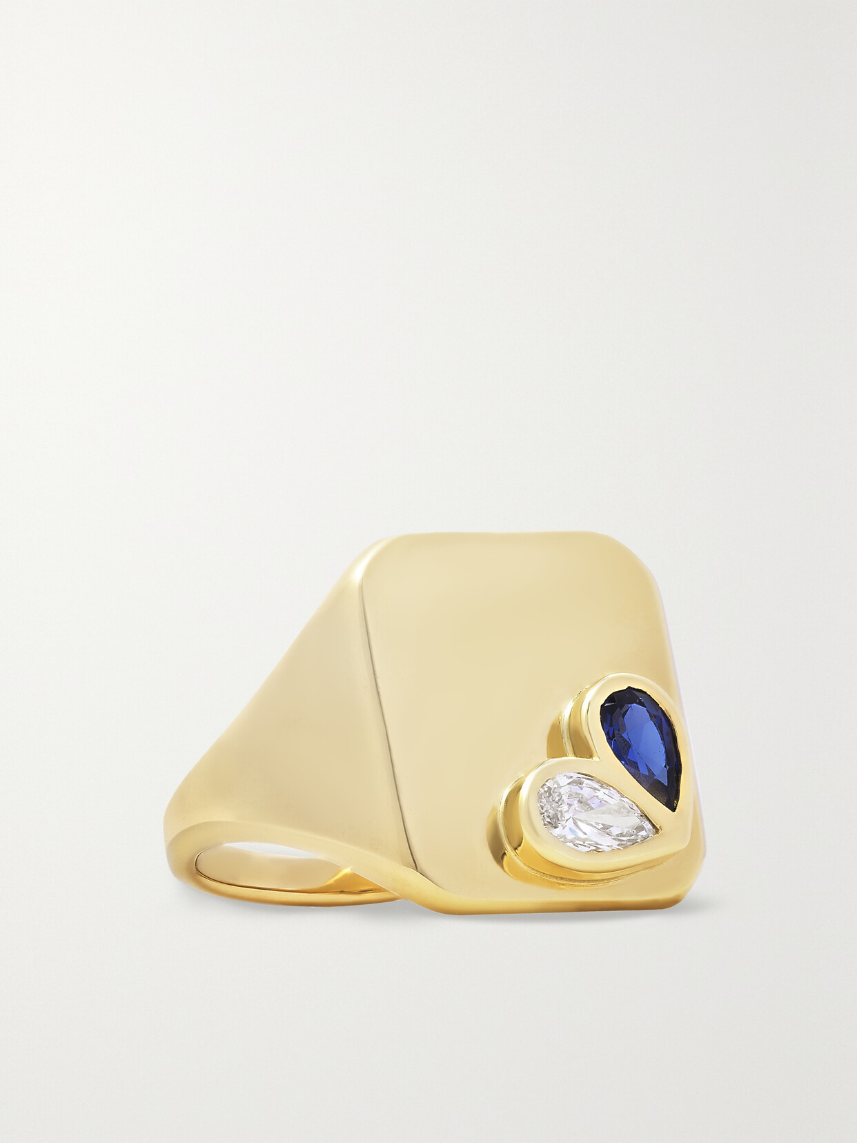 Gemella Sweetheart 18-karat Gold, Sapphire And Diamond Signet Ring