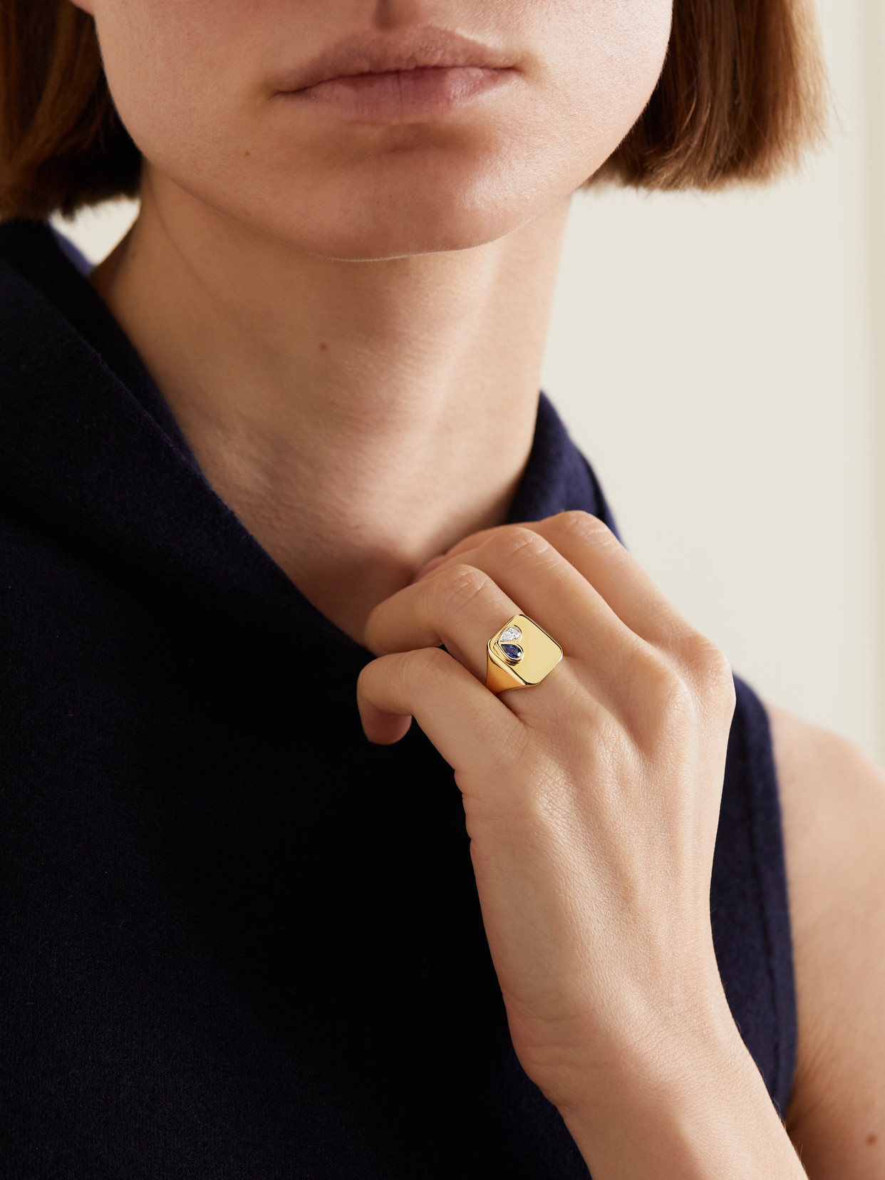 Shop Gemella Sweetheart 18-karat Gold, Sapphire And Diamond Signet Ring