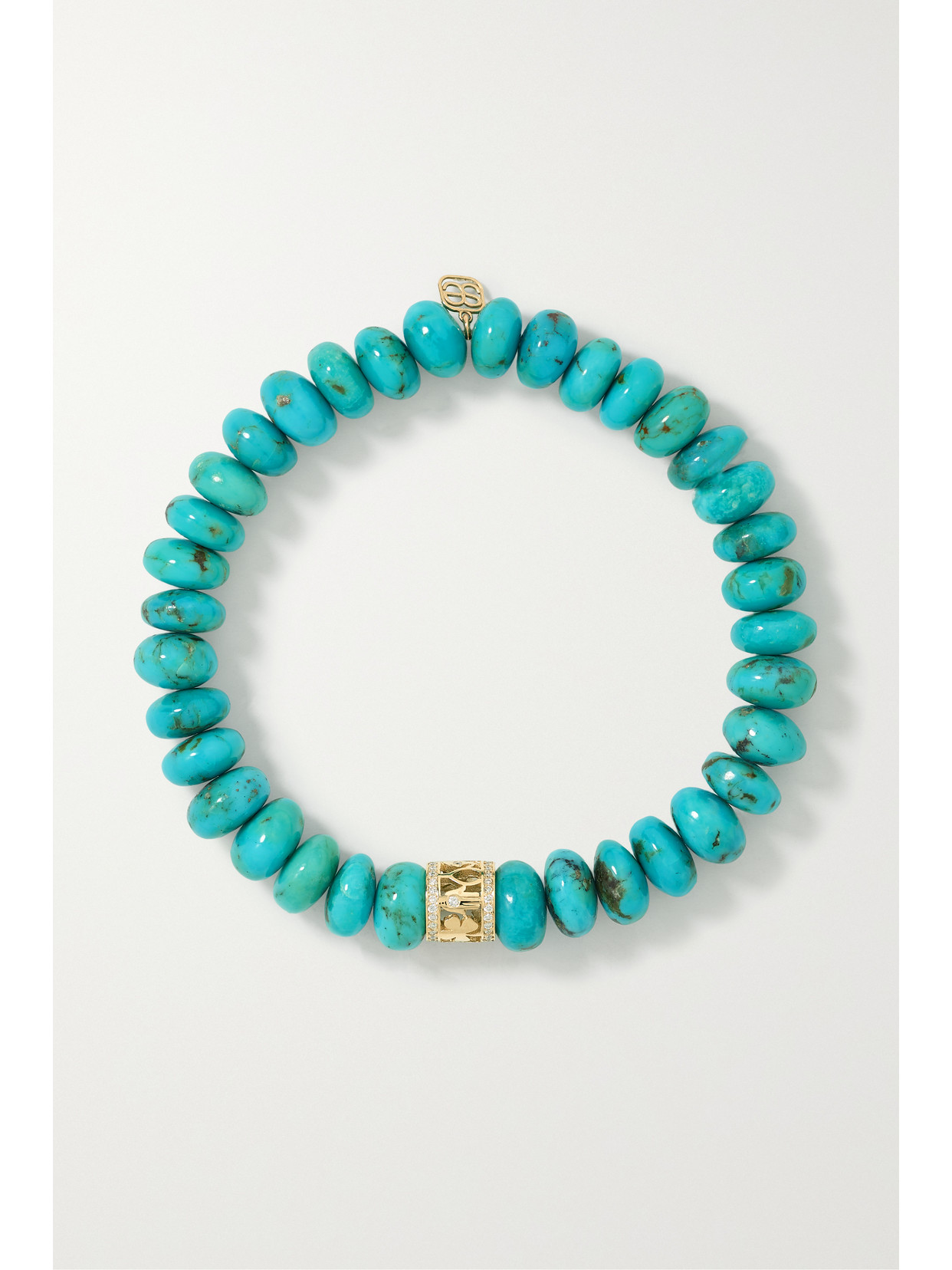 Sydney Evan - Lucky Icon 14-karat Gold, Turquoise And Diamond Bracelet - Blue
