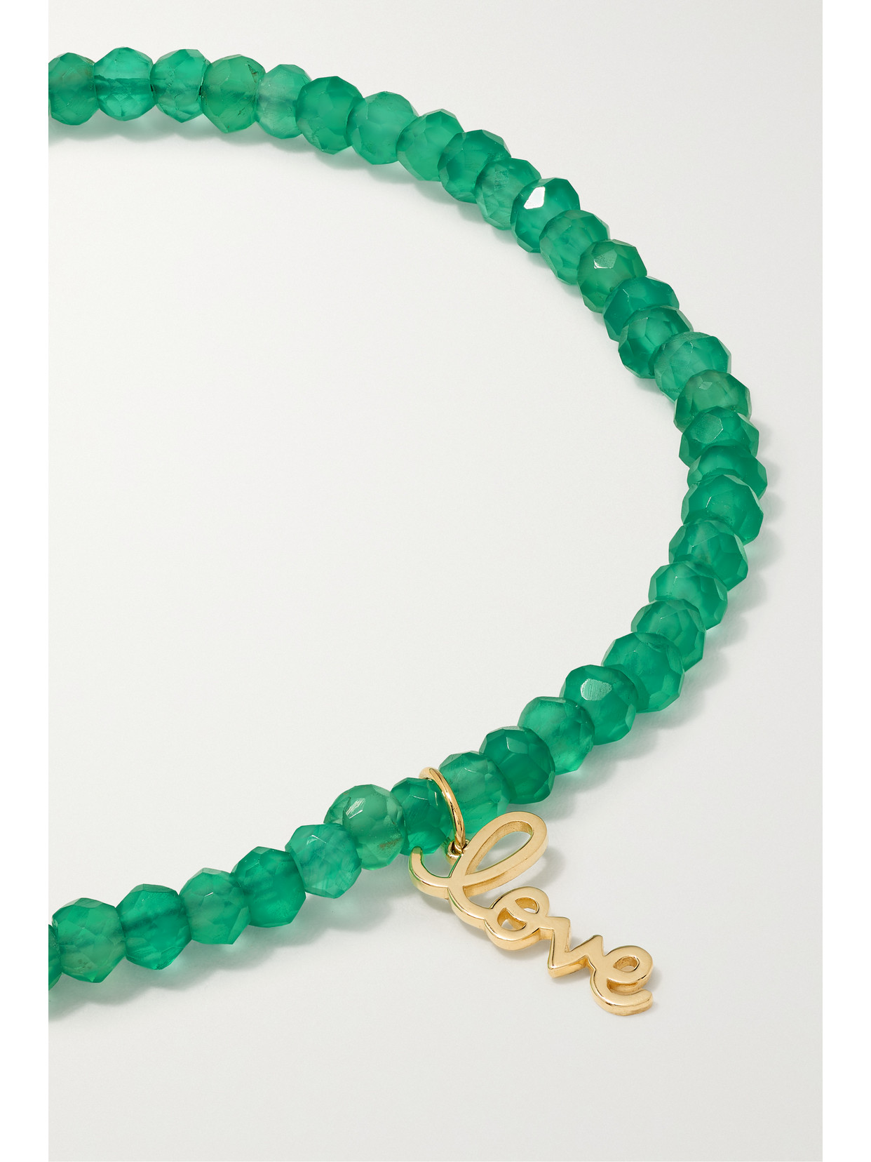Sydney Evan Tiny Pure Love 14-karat Gold Onyx Anklet In Gold