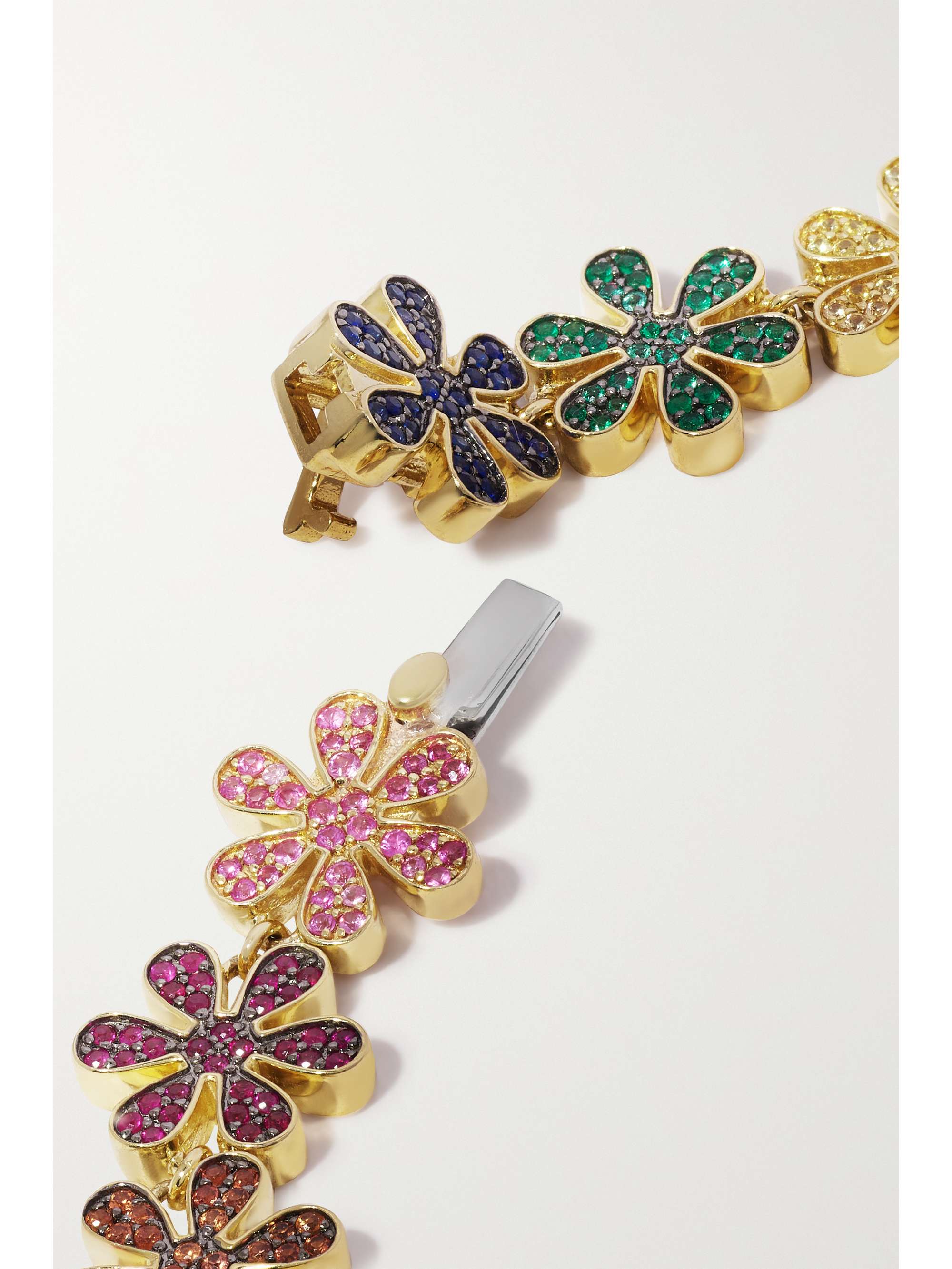 SYDNEY EVAN Rainbow Daisy 14-karat gold multi-stone bracelet
