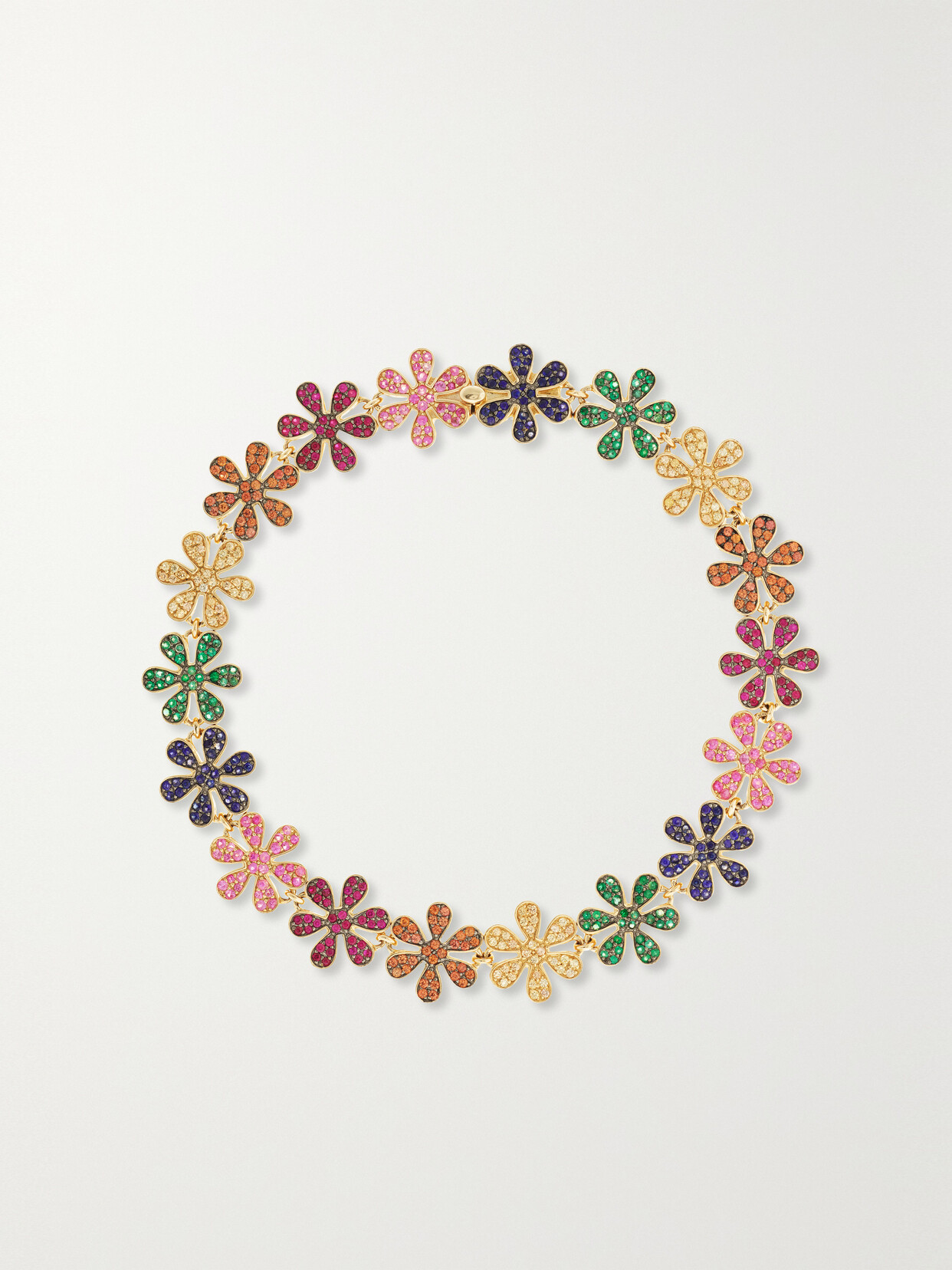 Sydney Evan Rainbow Daisy 14-karat Gold Multi-stone Bracelet