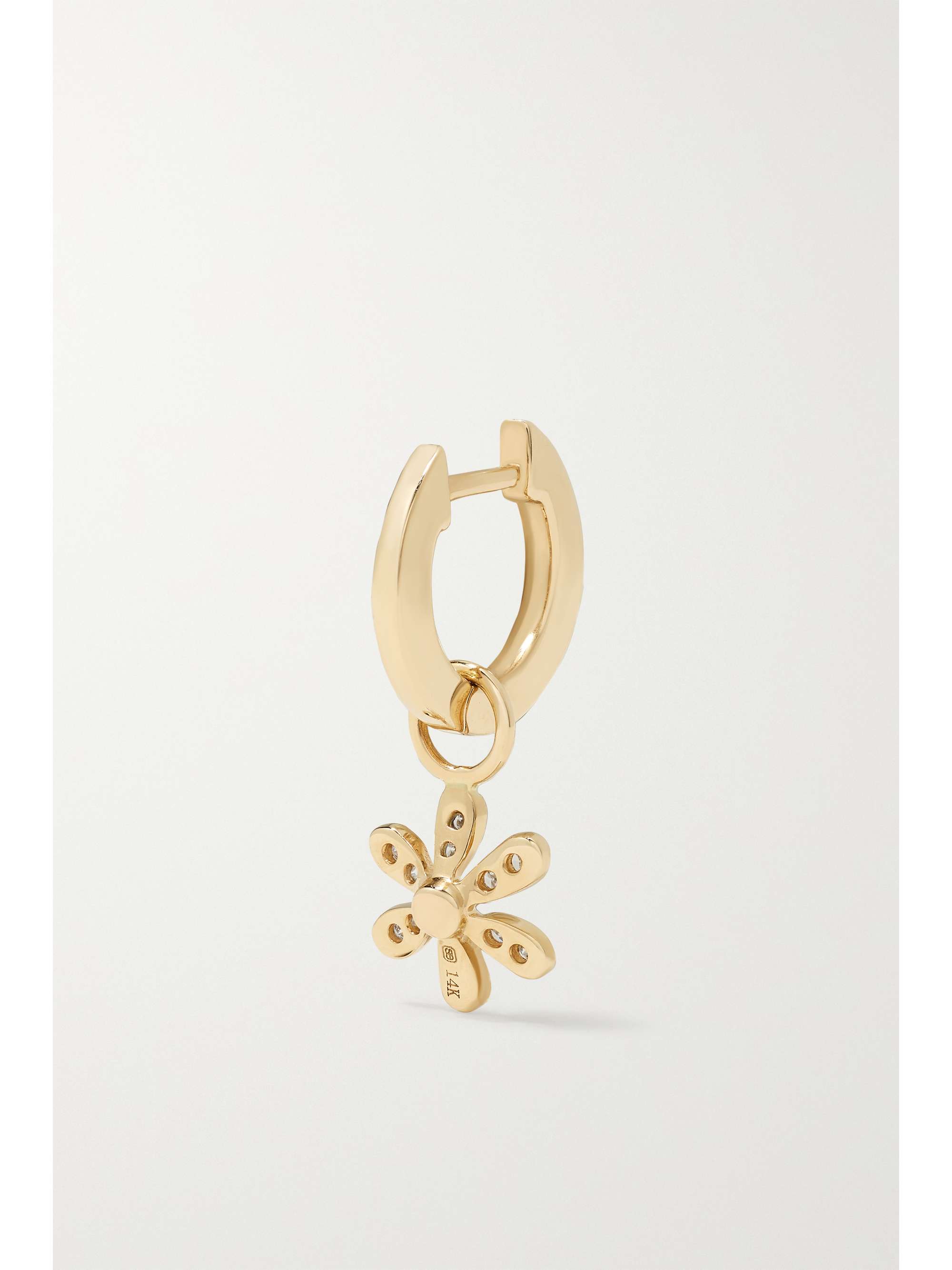 SYDNEY EVAN Flower 14-karat gold diamond hoop earrings