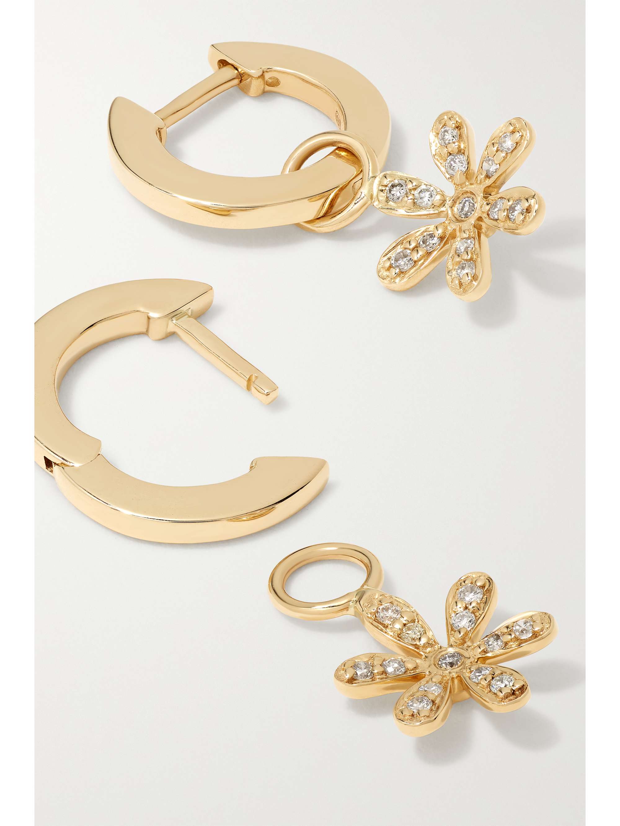 SYDNEY EVAN Flower 14-karat gold diamond hoop earrings