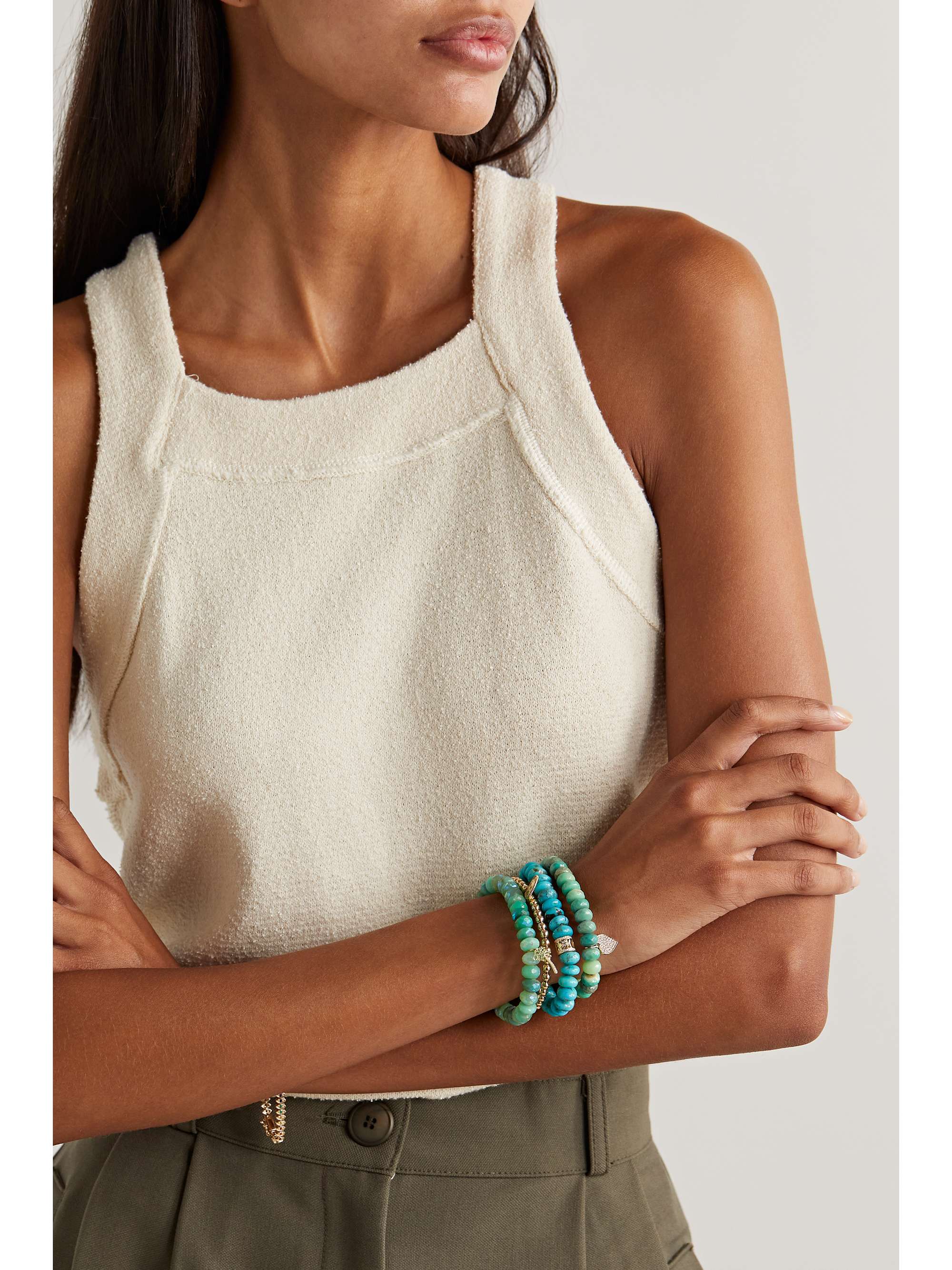SYDNEY EVAN Palm Tree 14-karat gold multi-stone bracelet