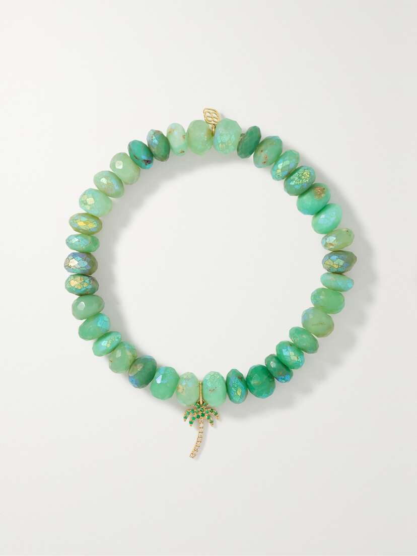 Sydney Evan Palm Tree 14-karat Gold Multi-stone Bracelet