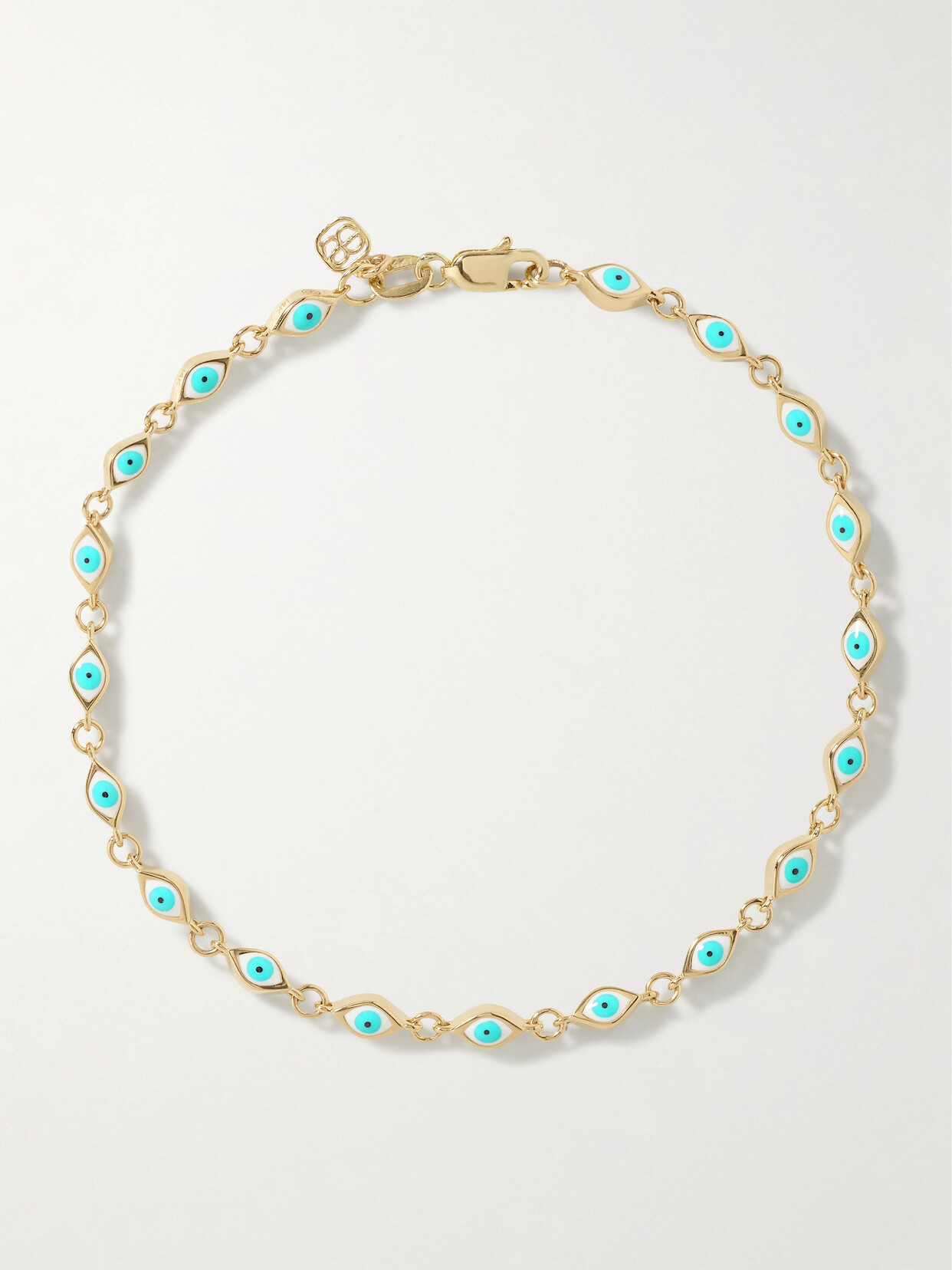Sydney Evan Mini Evil Eye 14-karat Gold And Enamel Bracelet
