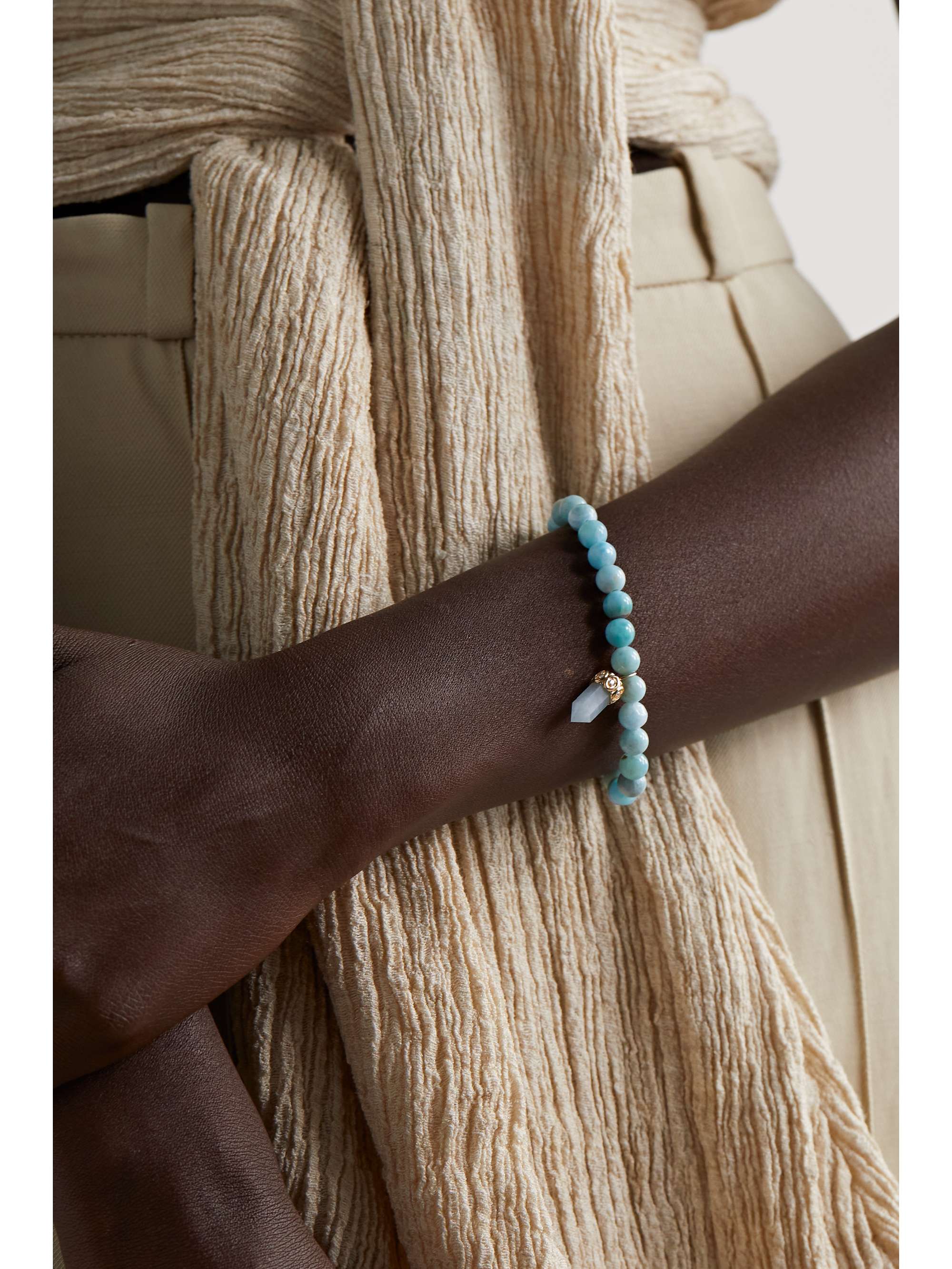 SYDNEY EVAN Palm Tree 14-karat gold multi-stone bracelet