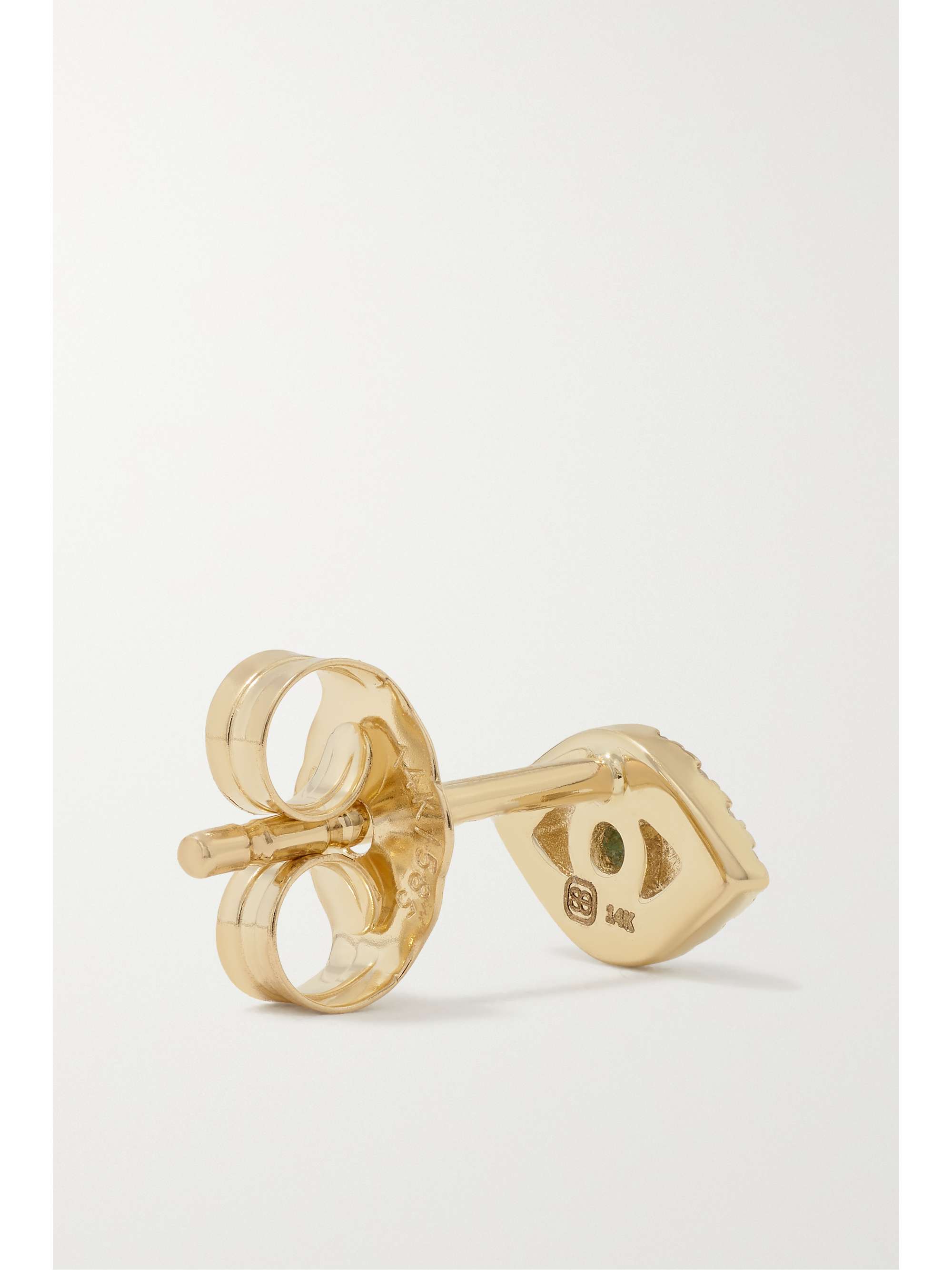 SYDNEY EVAN Small Evil Eye 14-karat gold, diamond and turquoise single earring