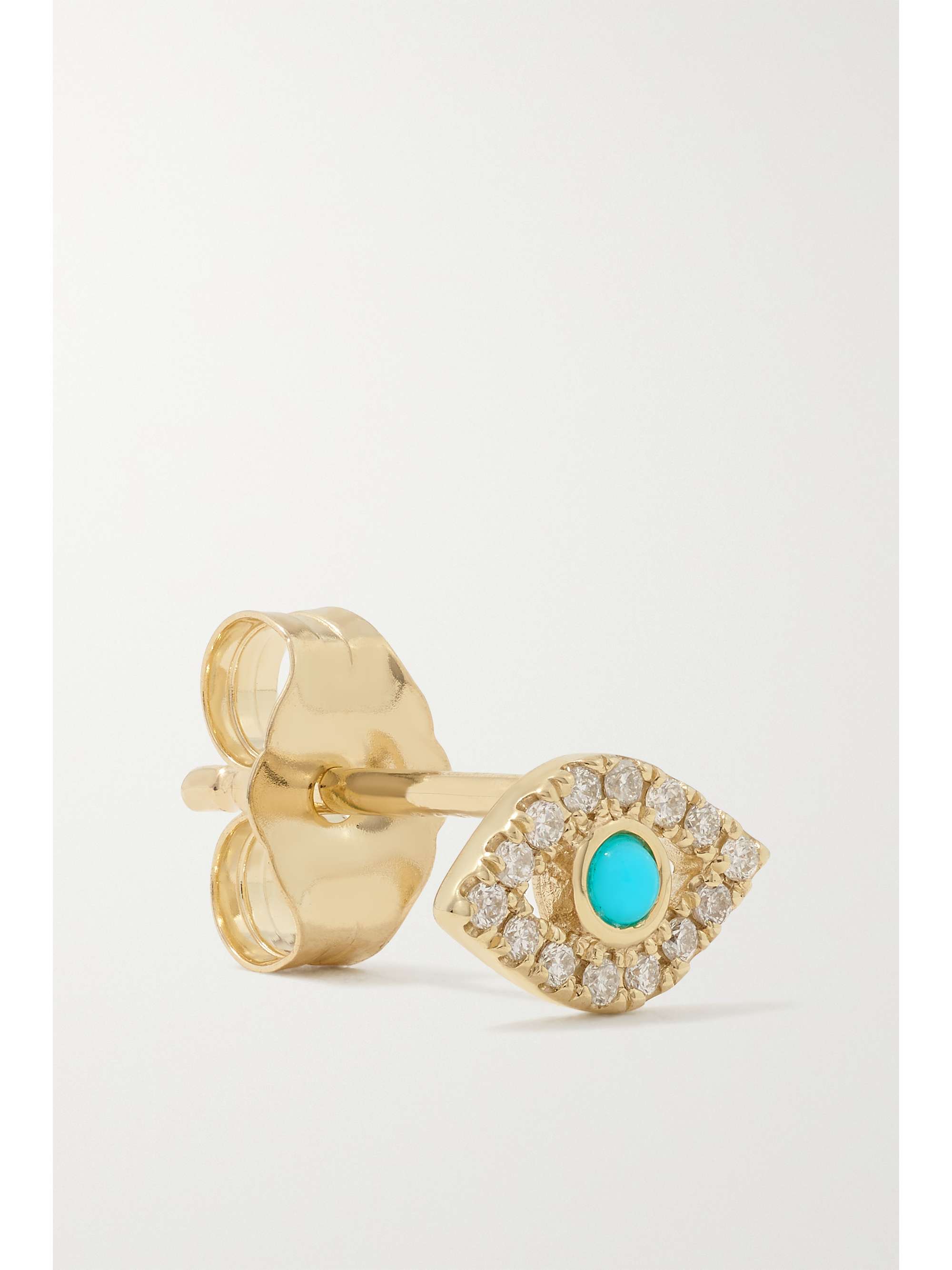 SYDNEY EVAN Small Evil Eye 14-karat gold, diamond and turquoise single earring