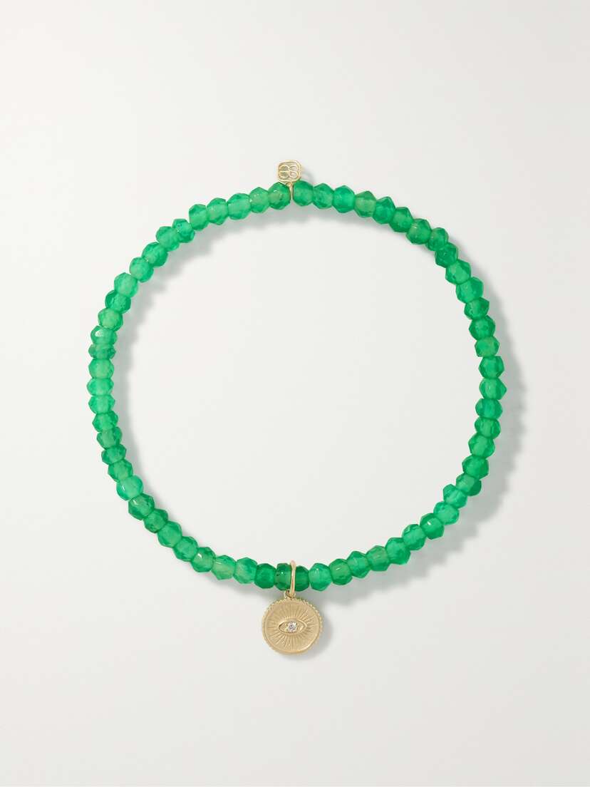 Sydney Evan Small Marquis Eye 14-karat Gold, Onyx And Diamond Bracelet