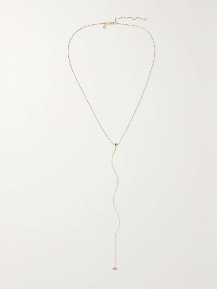 Sydney Evan Small Evil Eye 14-karat Gold, Diamond And Sapphire Necklace