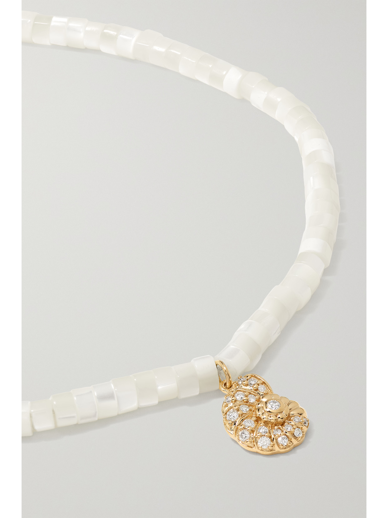 Sydney Evan 14-karat Gold, Mother-of-pearl And Diamond Anklet In Gold