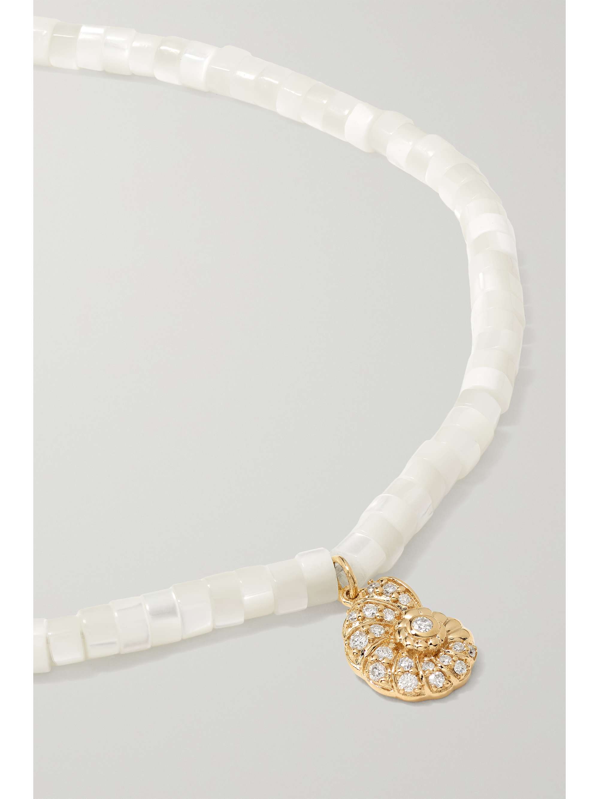 SYDNEY EVAN 14-karat gold, mother-of-pearl and diamond anklet