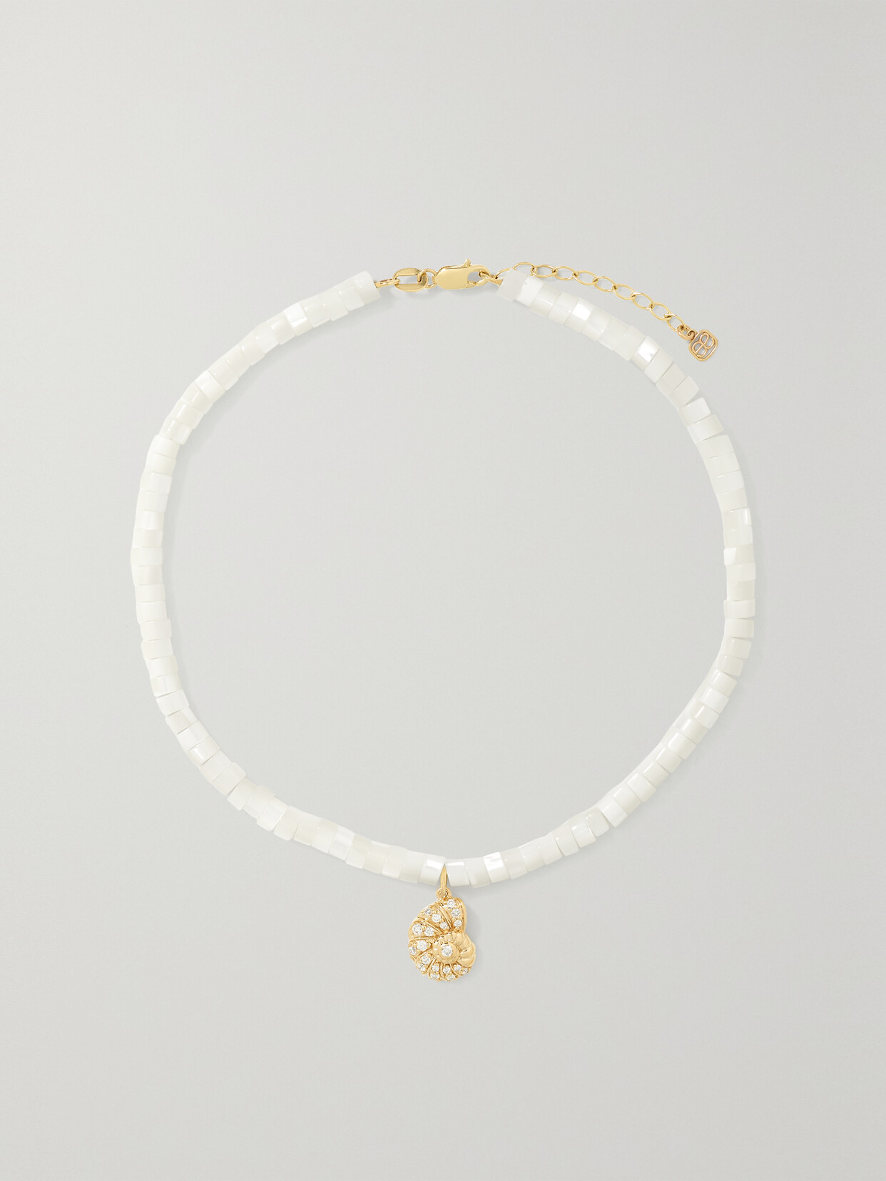 Sydney Evan 14-karat Gold, Mother-of-pearl And Diamond Anklet