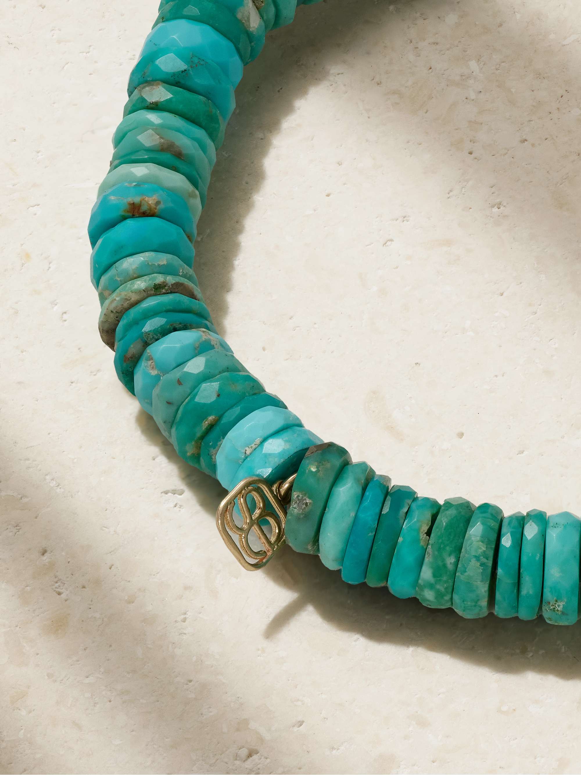 SYDNEY EVAN Evil Eye 14-karat gold, turquoise and diamond bracelet