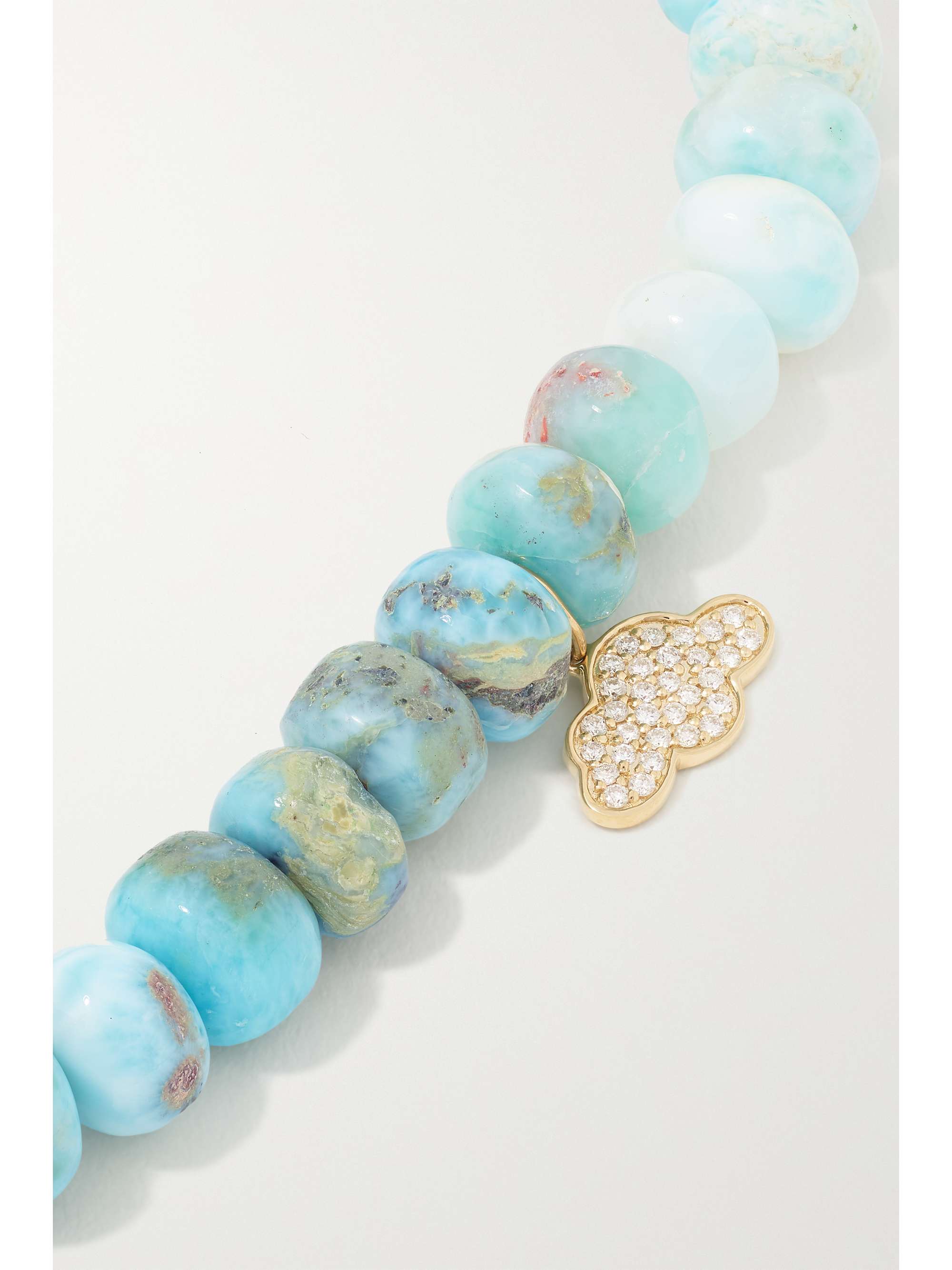 SYDNEY EVAN Cloud 14-karat gold, larimar and diamond bracelet