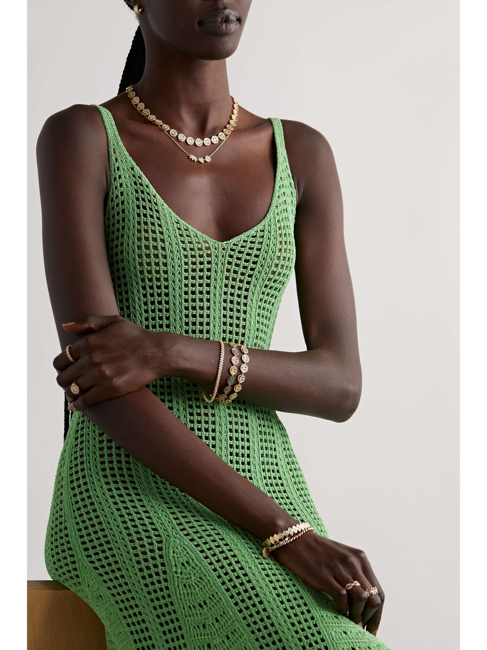 SYDNEY EVAN Happy Face 14-karat gold diamond necklace