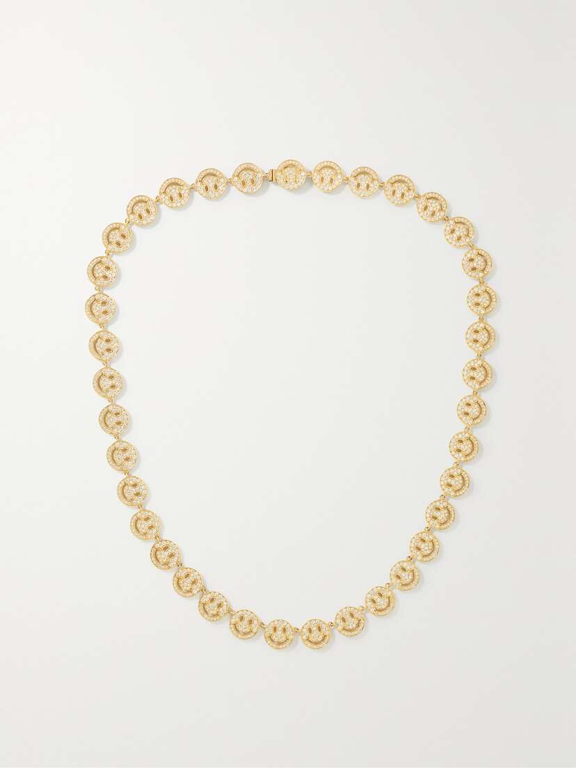 Sydney Evan Happy Face 14-karat Gold Diamond Necklace