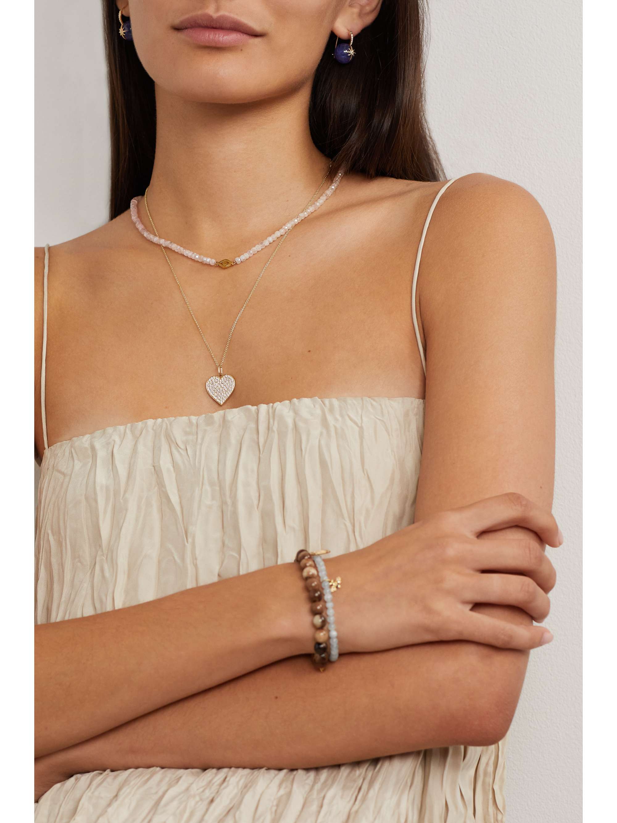 SYDNEY EVAN Extra Large Heart 14-karat gold diamond necklace