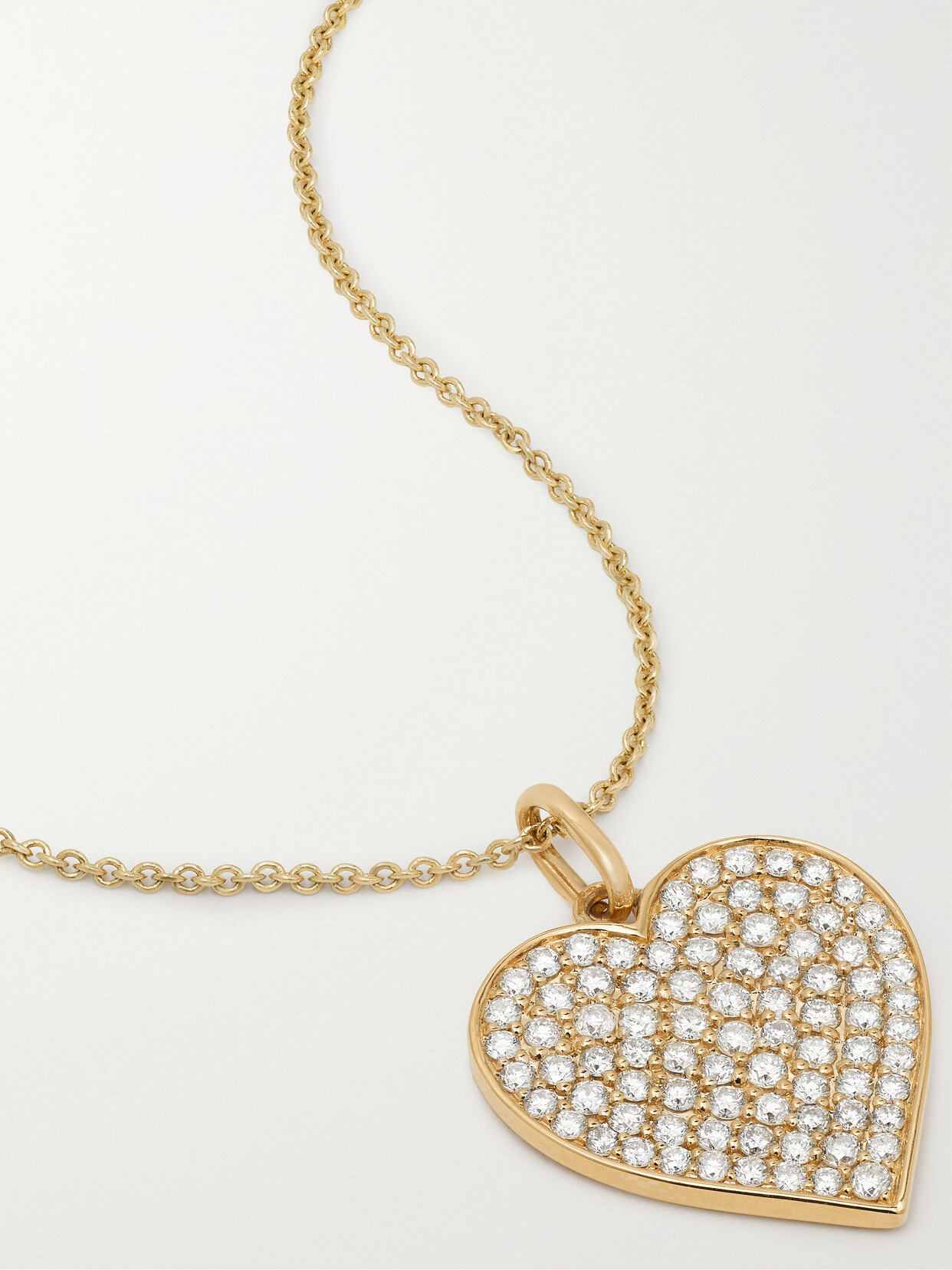 Sydney Evan Extra Large Heart 14-karat Gold Diamond Necklace