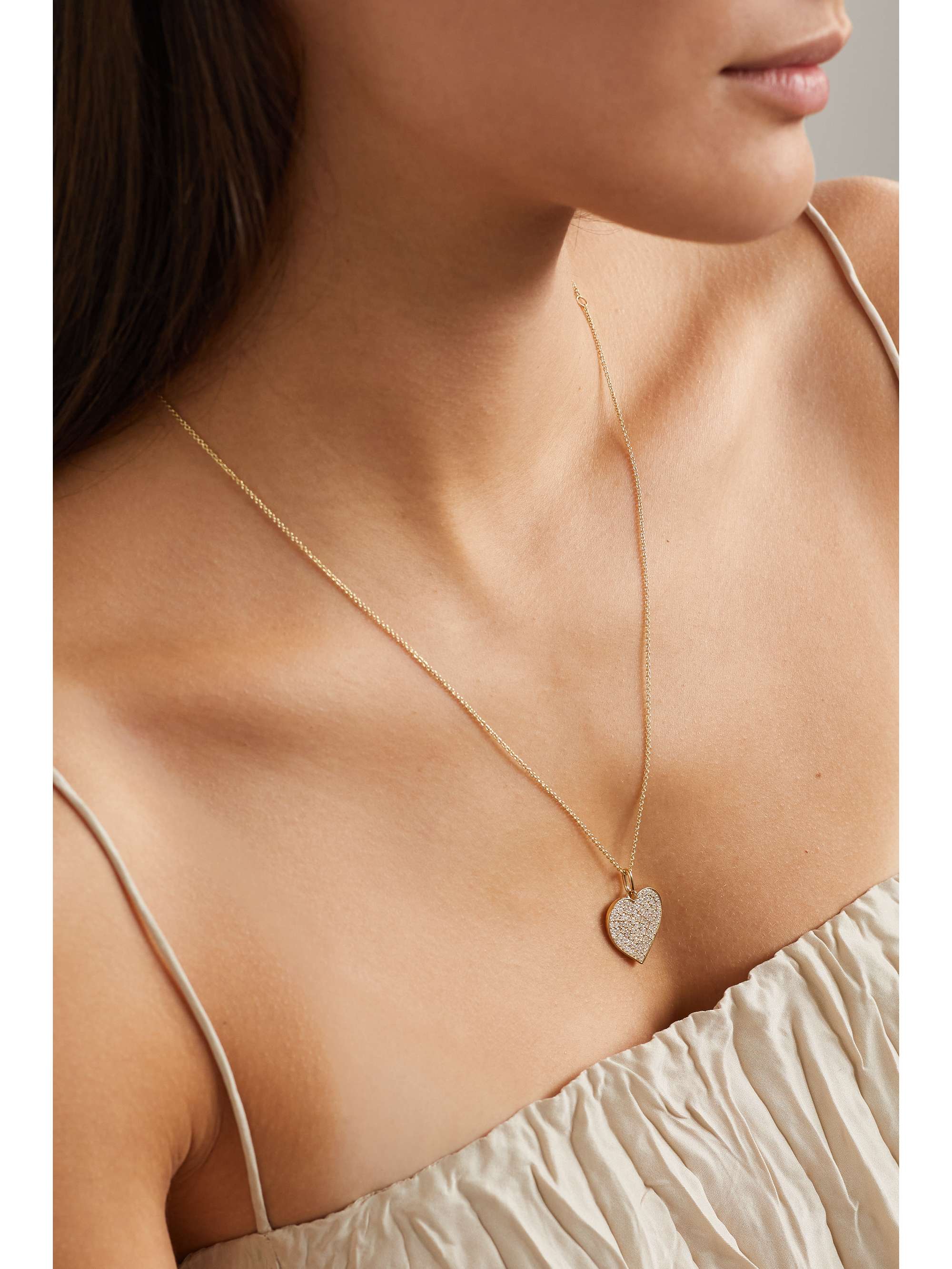 SYDNEY EVAN Extra Large Heart 14-karat gold diamond necklace