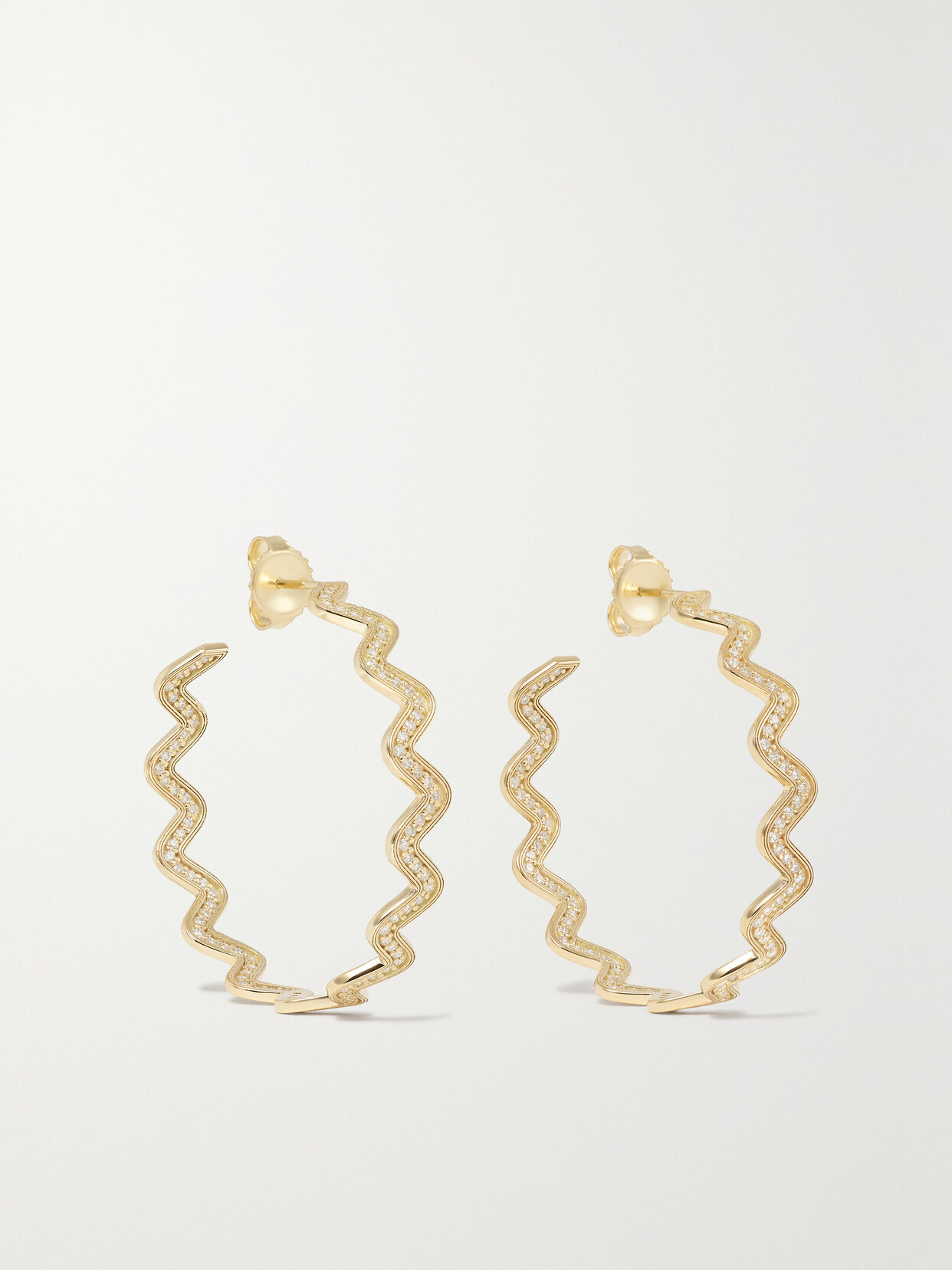 Sydney Evan Large Wavy 14-karat  Diamond Hoop Earrings