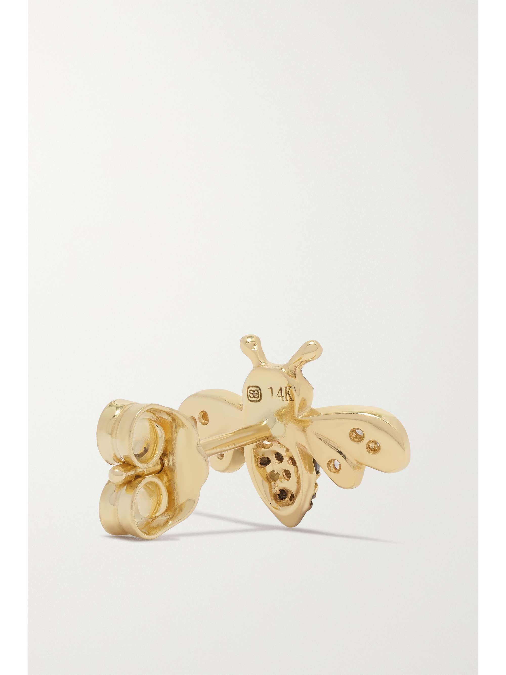 SYDNEY EVAN Mini Bee 14-karat gold, diamond and sapphire single earring